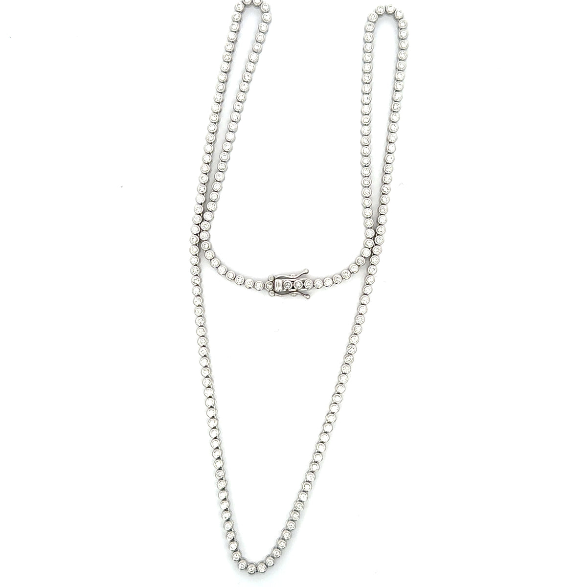14K White Gold Bezel-Set Diamond Necklace – 3.00 Total Carats, 18"