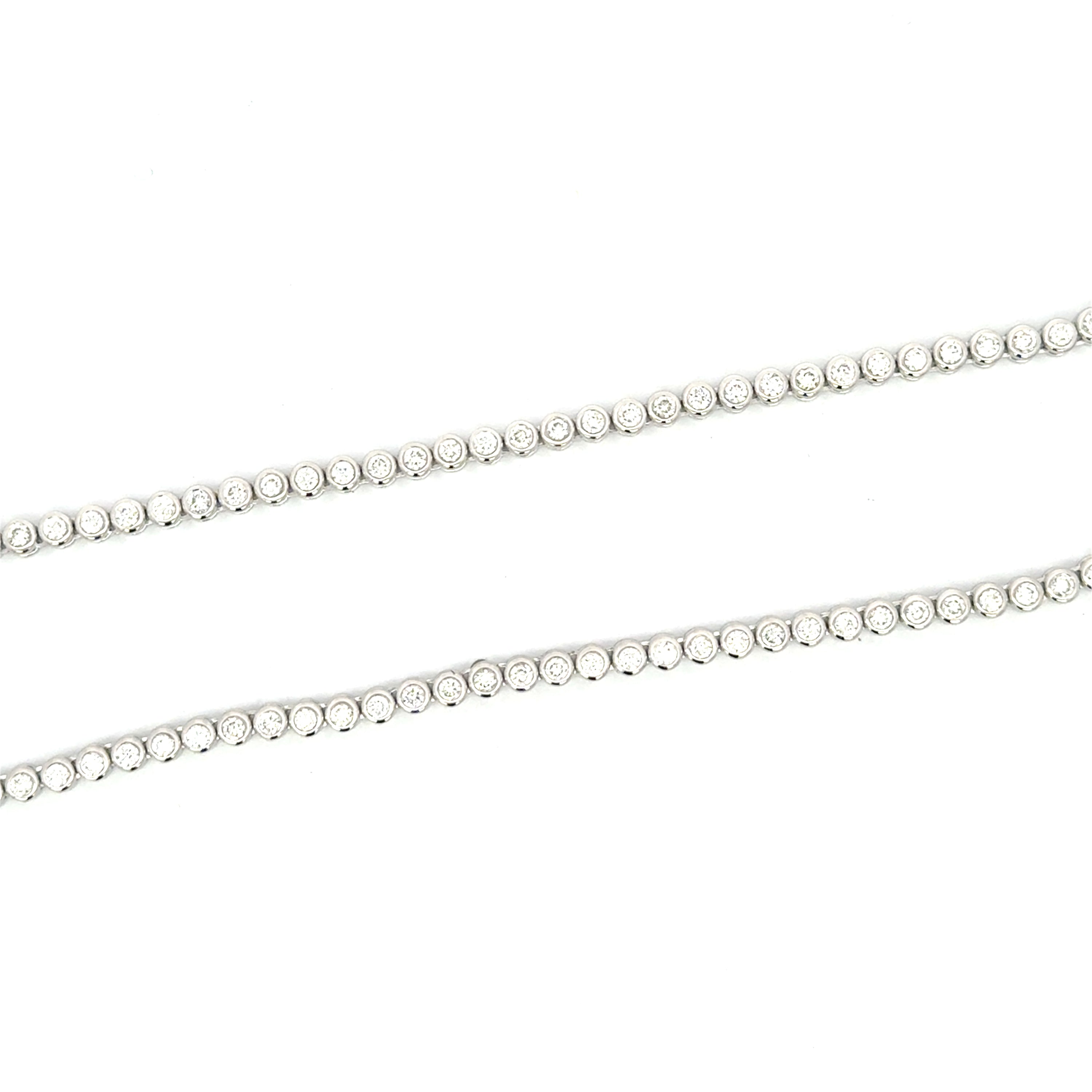 14K White Gold Bezel-Set Diamond Necklace – 3.00 Total Carats, 18"