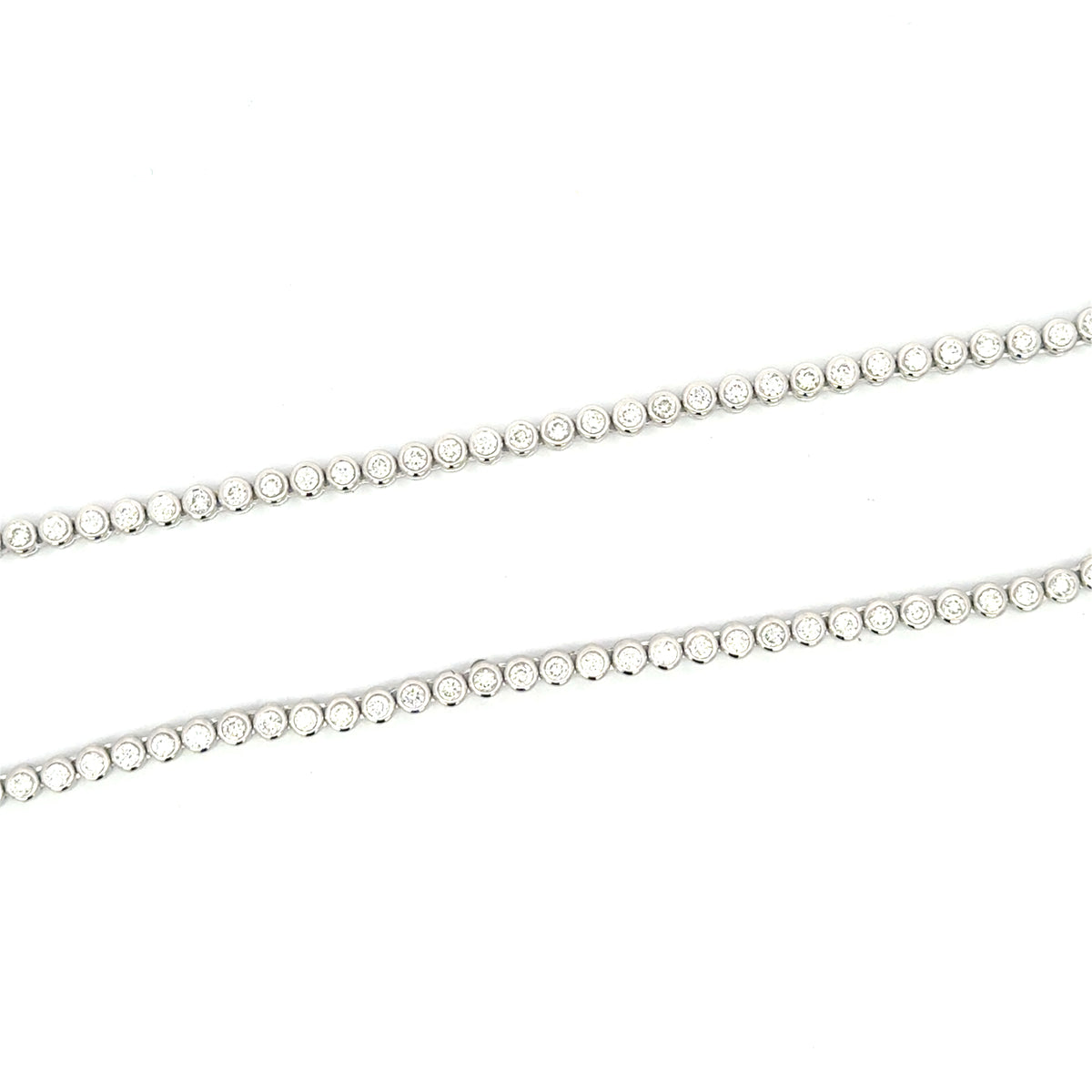 14K White Gold Bezel-Set Diamond Necklace – 3.00 Total Carats, 18"