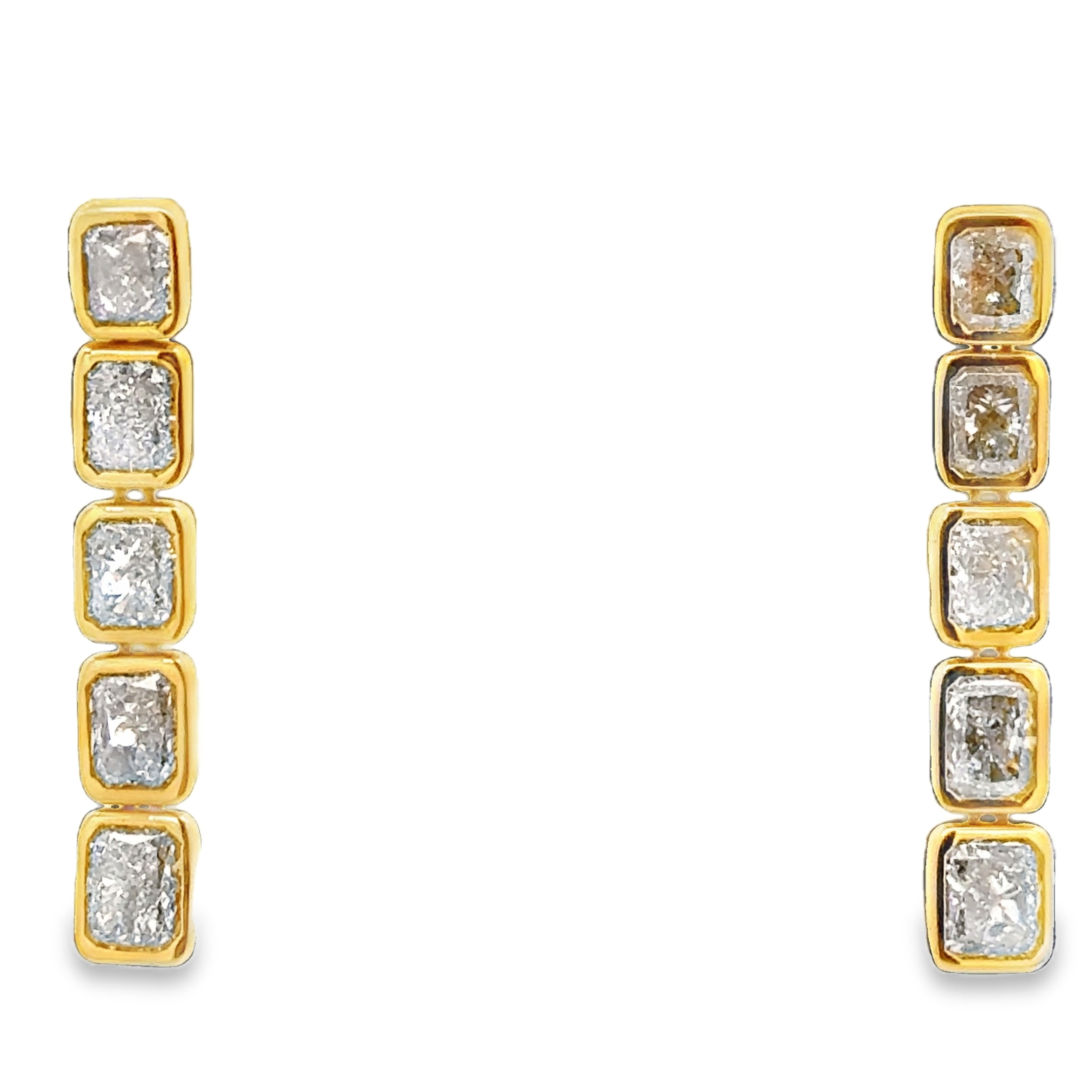 18K Yellow Gold Five Diamond Drop Earrings – 5.70cttw