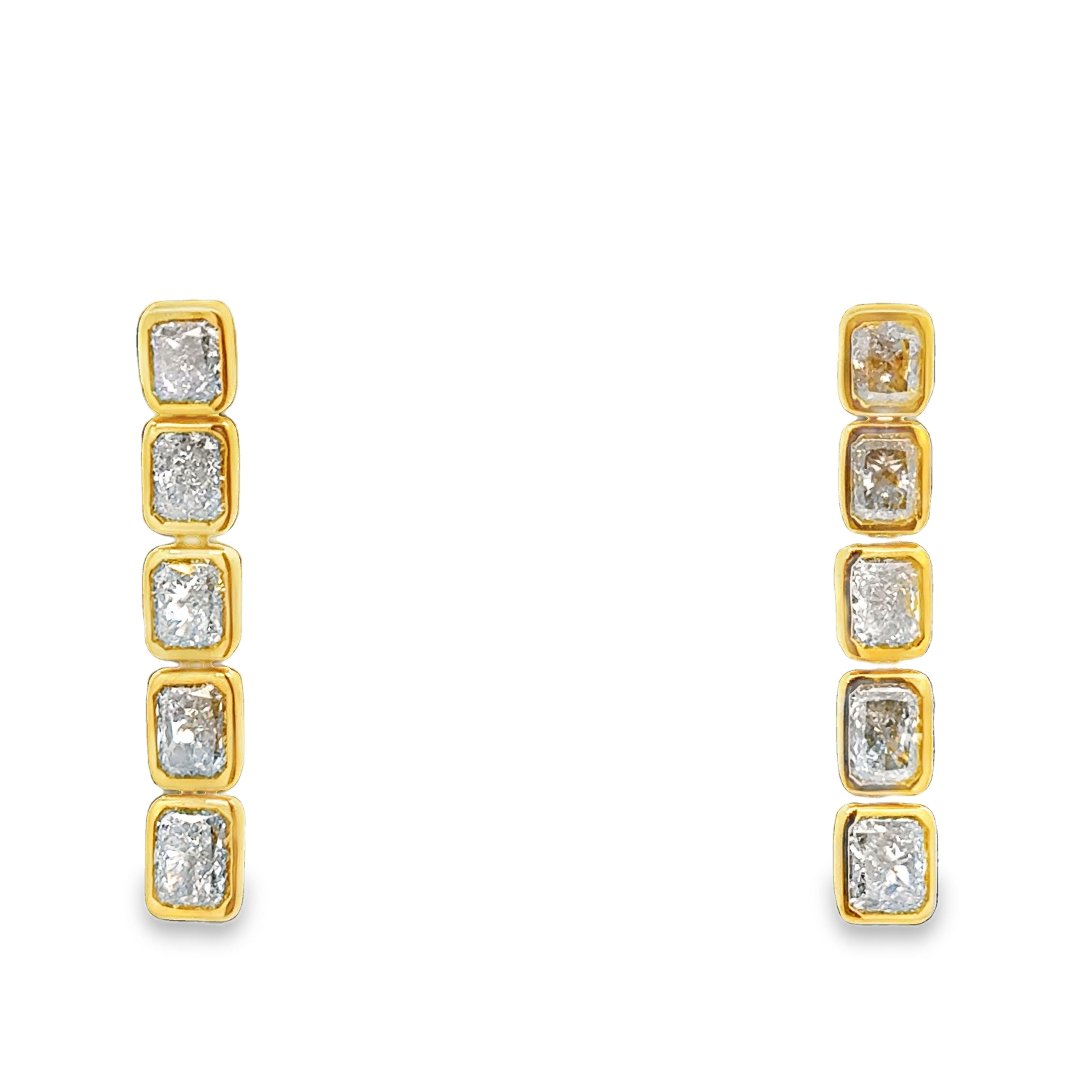 18K Yellow Gold Five Diamond Drop Earrings – 5.70cttw