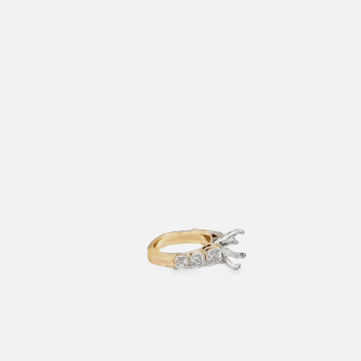 18K Yellow Gold Asscher Cut Diamond Engagement Ring Mount (3.50cttw)