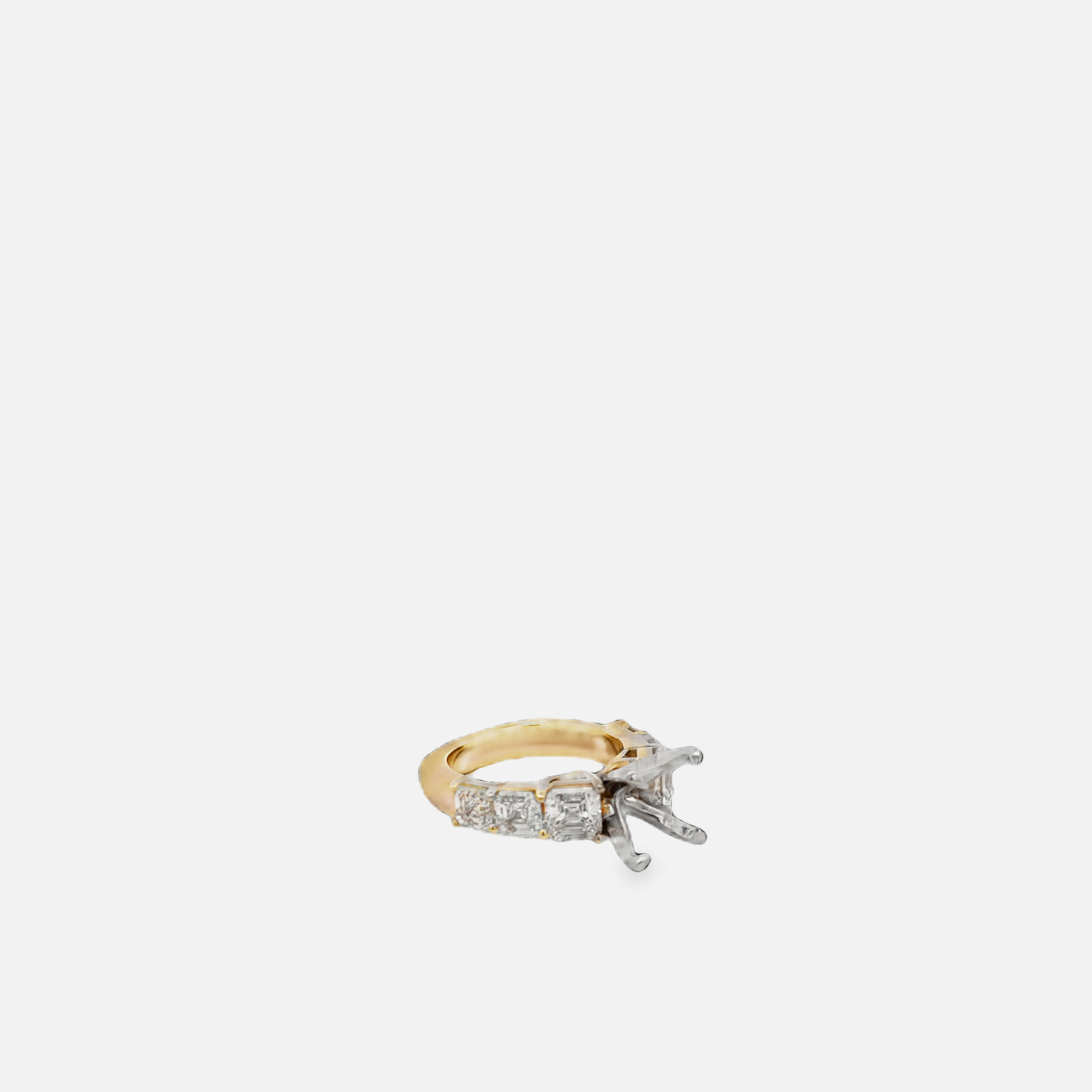18K Yellow Gold Asscher Cut Diamond Engagement Ring Mount (3.50cttw)