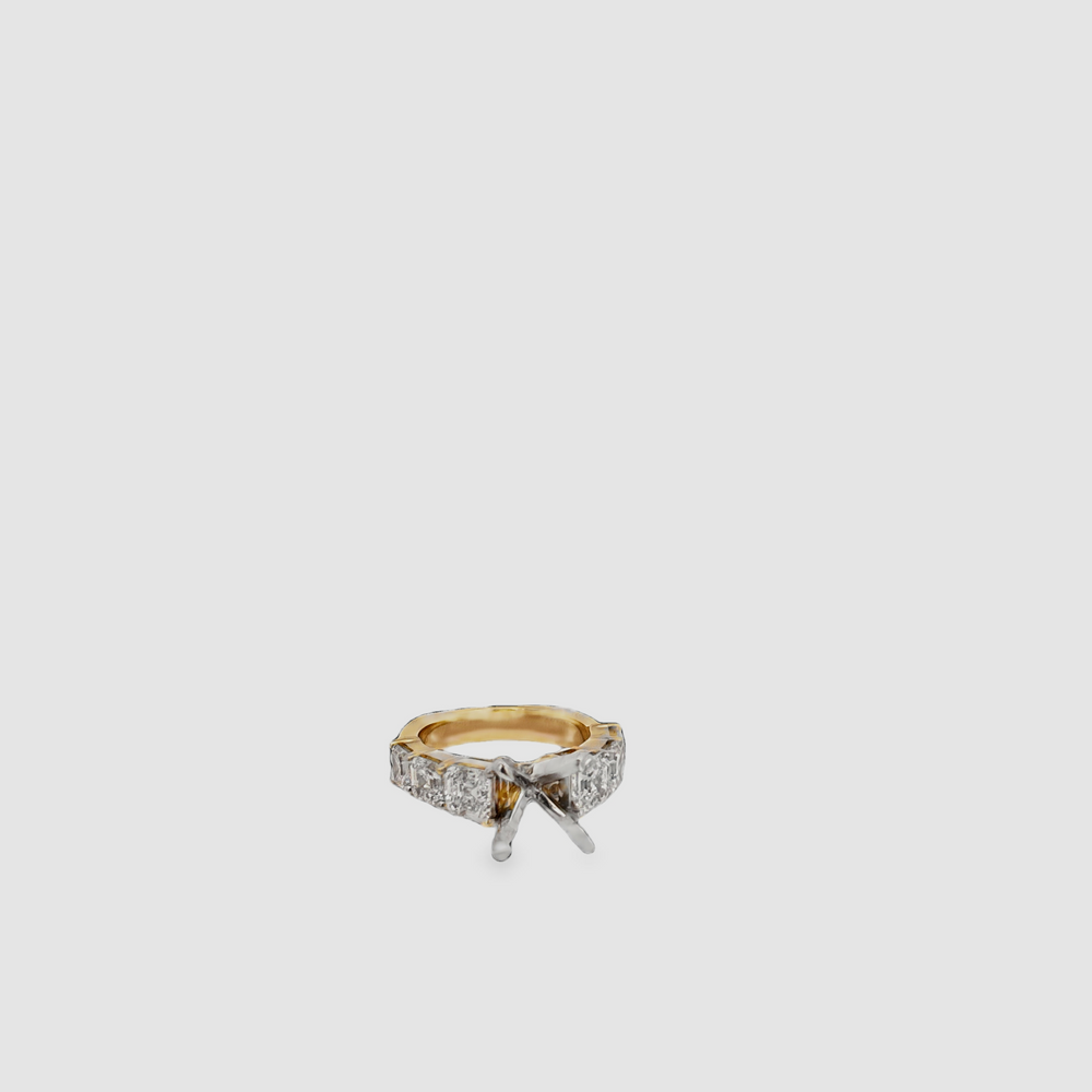 18K Yellow Gold Asscher Cut Diamond Engagement Ring Mount (3.50cttw)