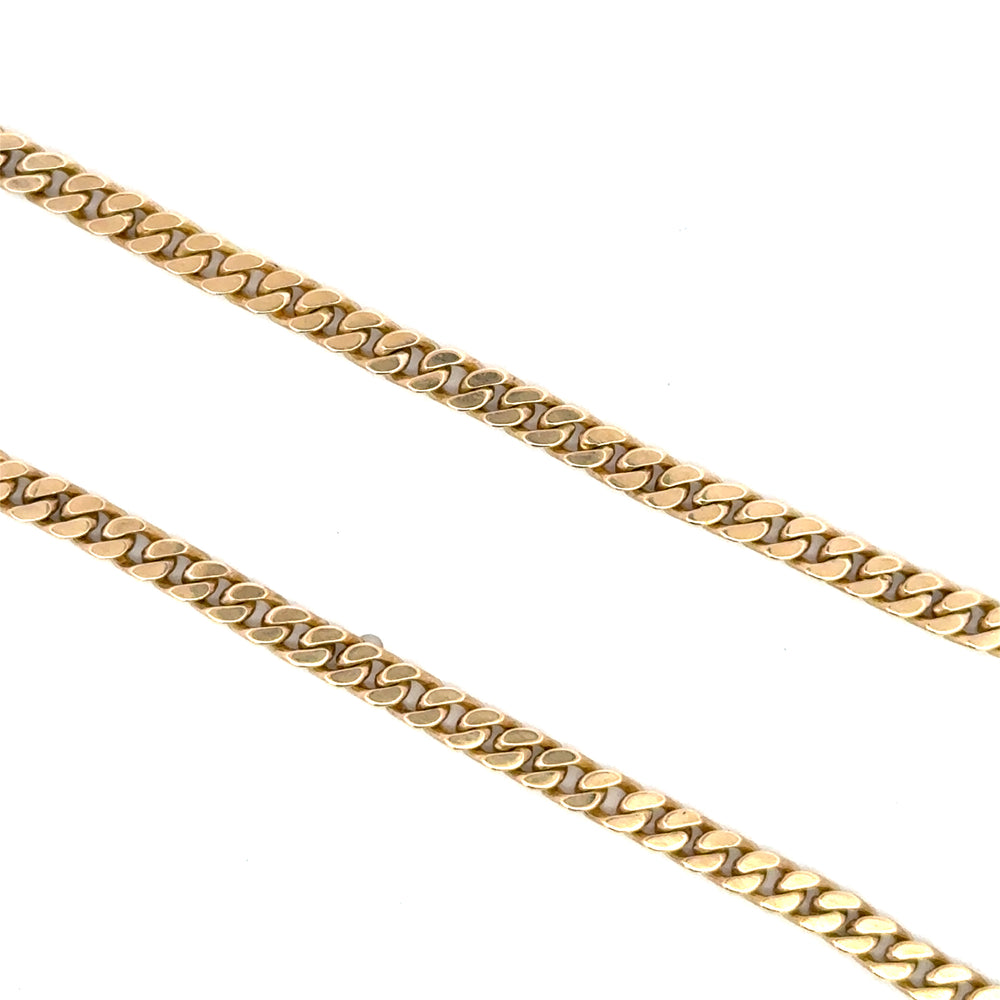 14K Yellow Gold Small Cuban Link Chain Necklace 3.1mm 24 Inch