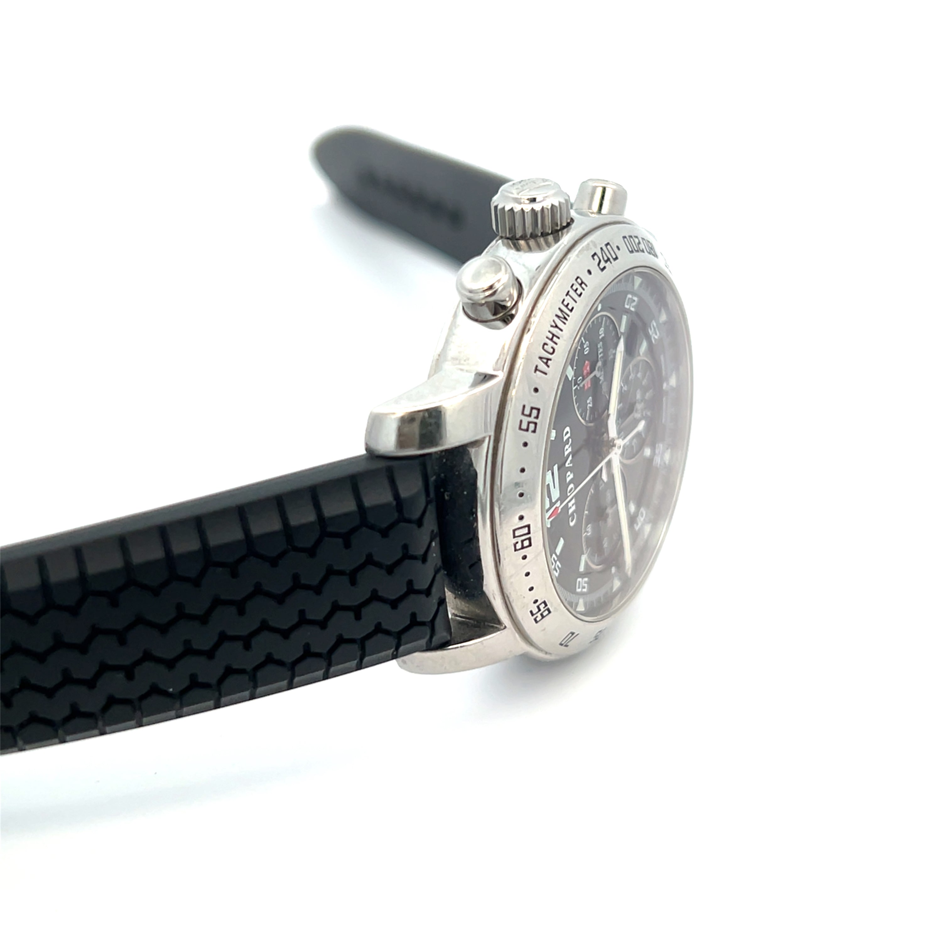 Pre- Owned Chopard Mille Miglia Chronograph Stainless Steel Watch – Black Dial Rubber Strap