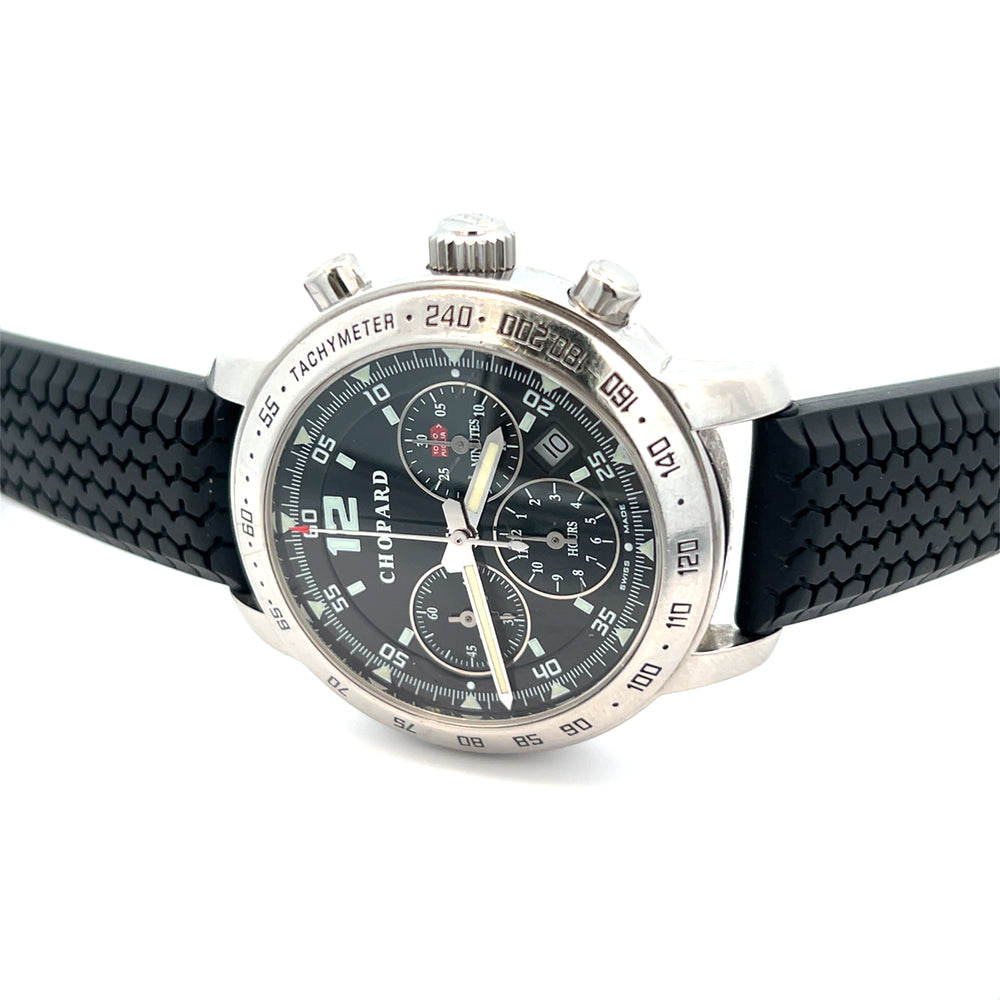 Pre- Owned Chopard Mille Miglia Chronograph Stainless Steel Watch – Black Dial Rubber Strap