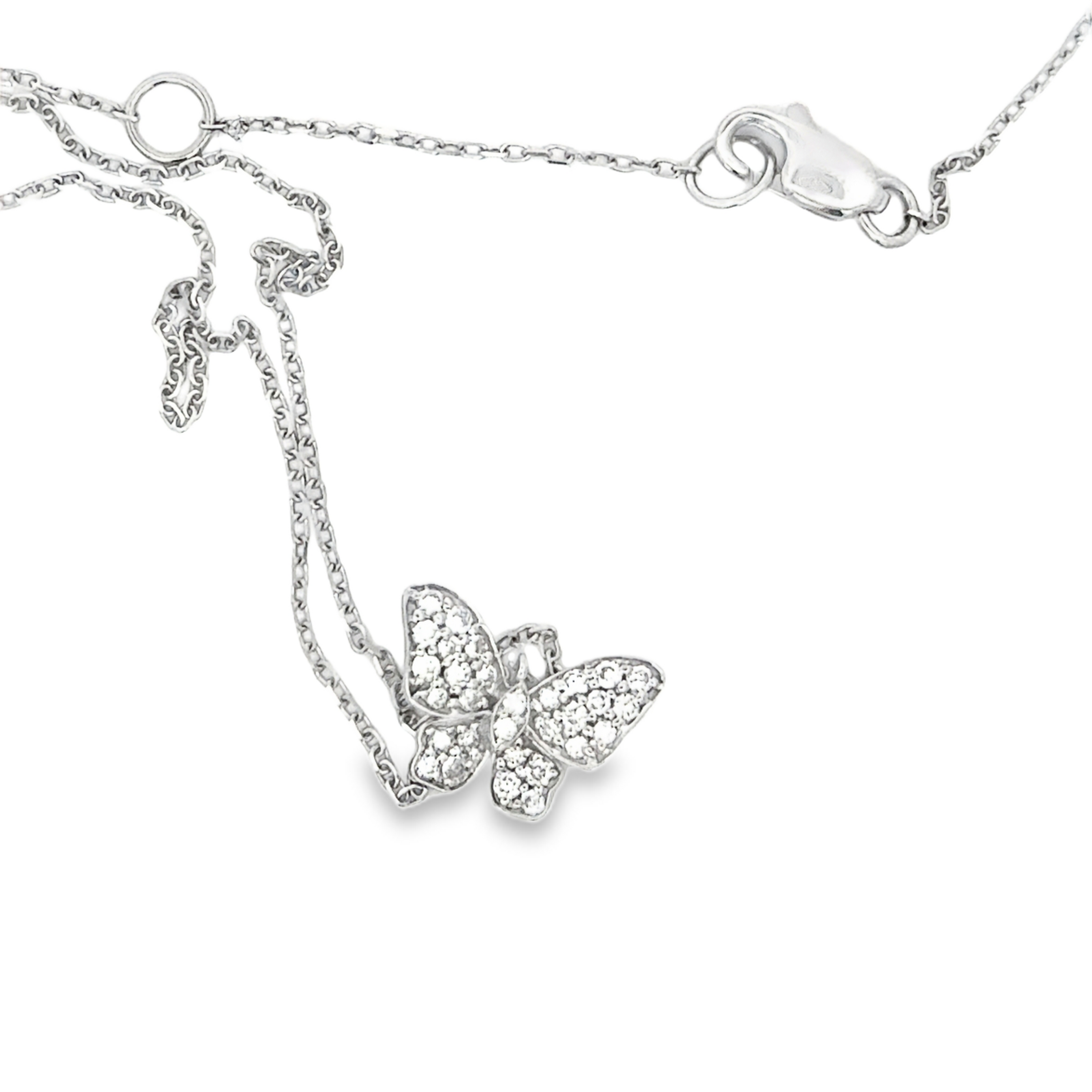 14K White Gold Diamond Butterfly Pendant Necklace 0.25 Carat