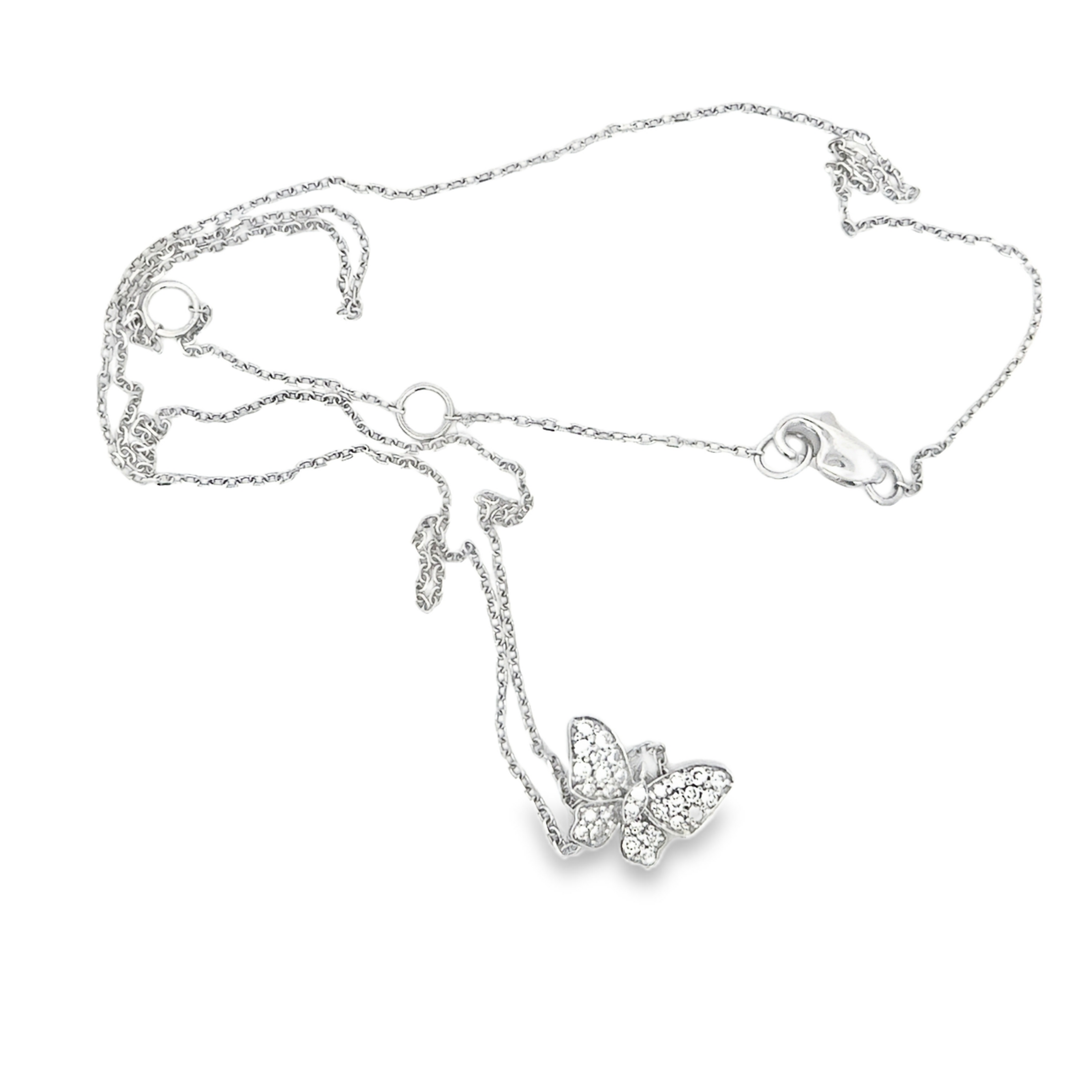 14K White Gold Diamond Butterfly Pendant Necklace 0.25 Carat