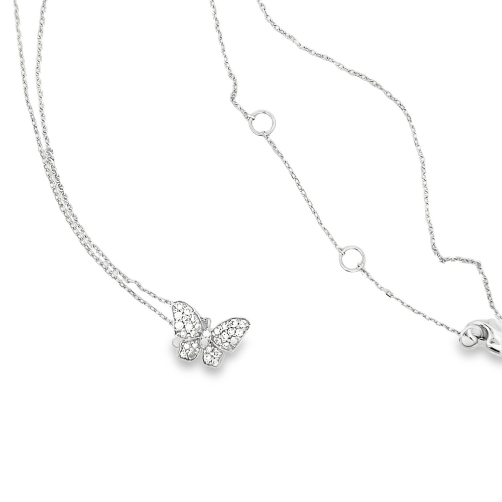 14K White Gold Diamond Butterfly Pendant Necklace 0.25 Carat