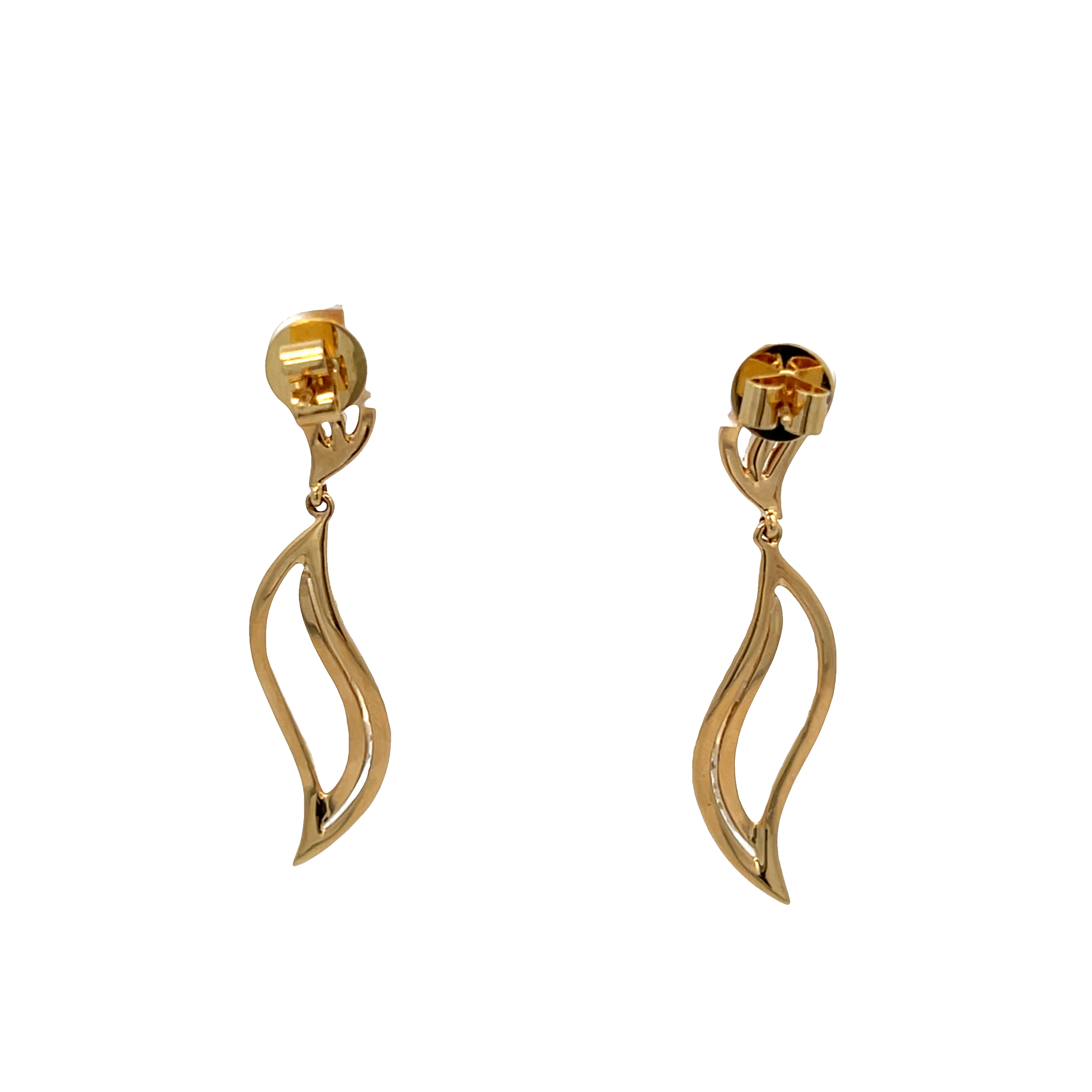18K Yellow Gold Diamond Swivel Drop Earrings