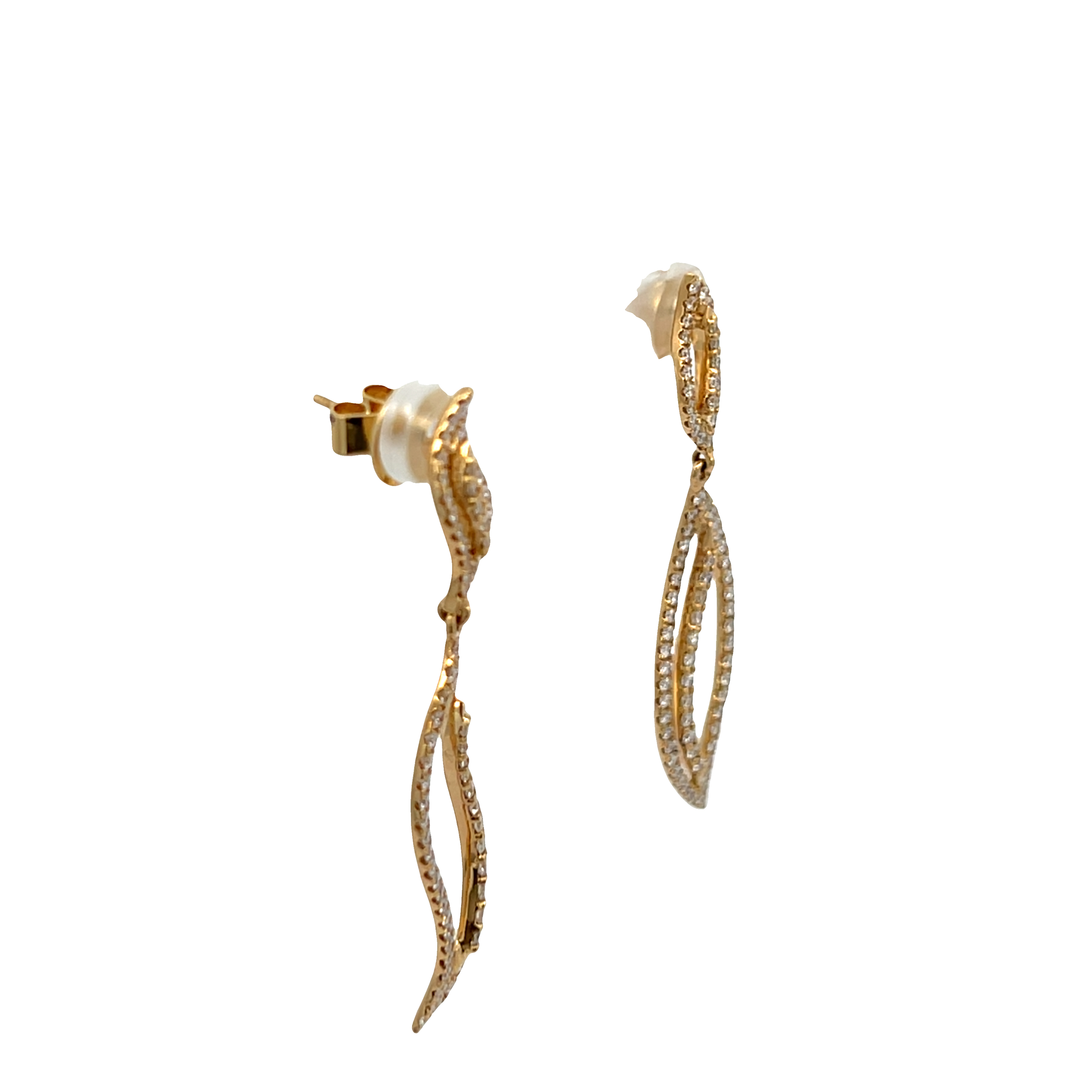 18K Yellow Gold Diamond Swivel Drop Earrings