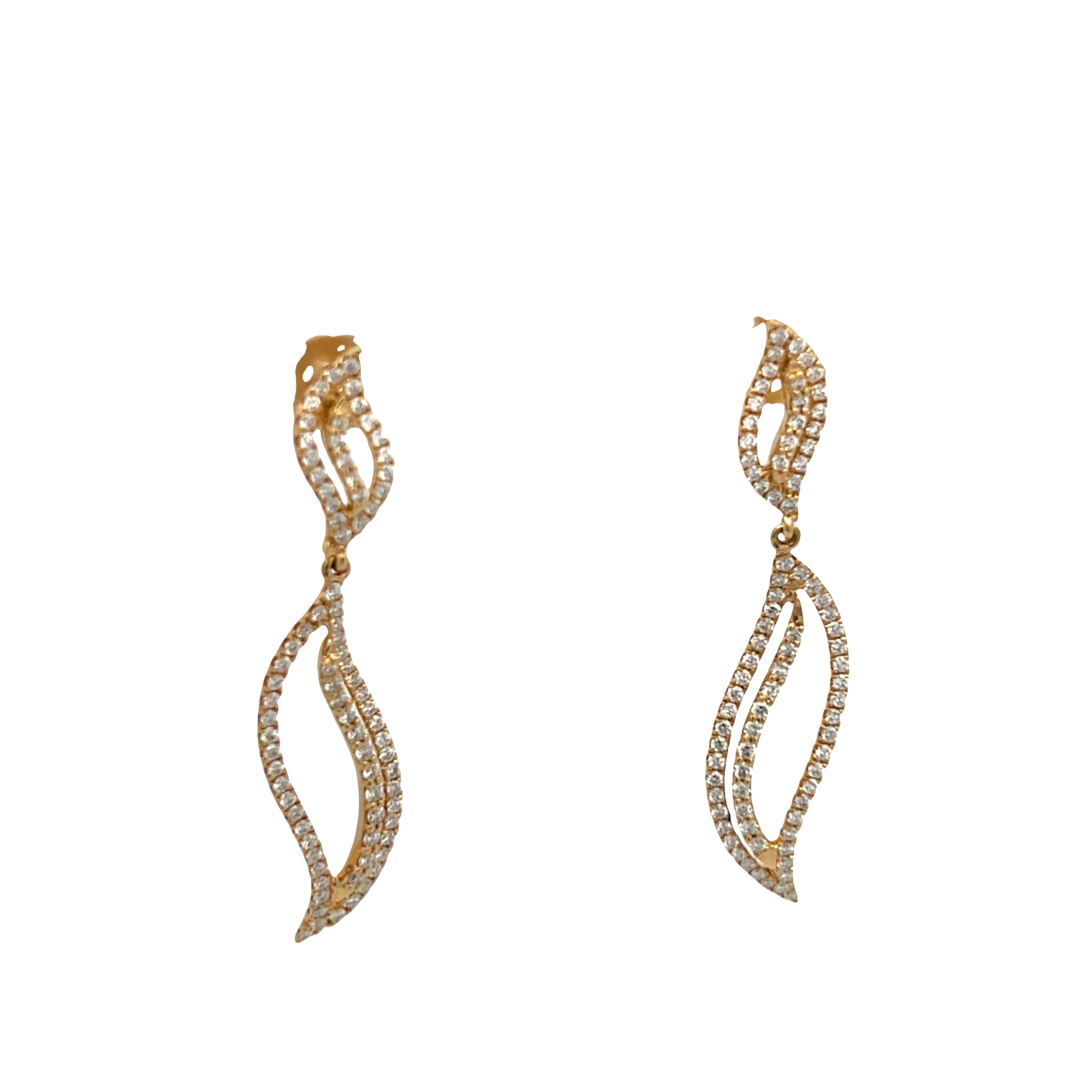 18K Yellow Gold Diamond Swivel Drop Earrings