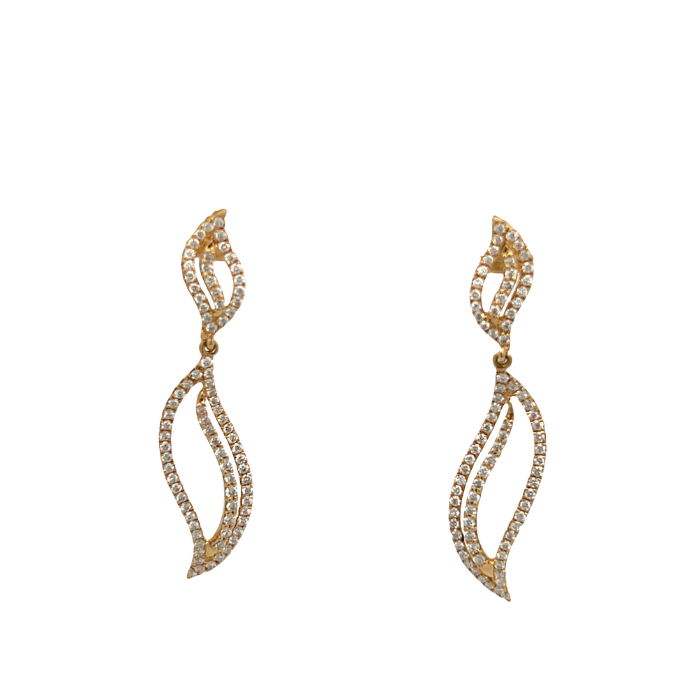18K Yellow Gold Diamond Swivel Drop Earrings