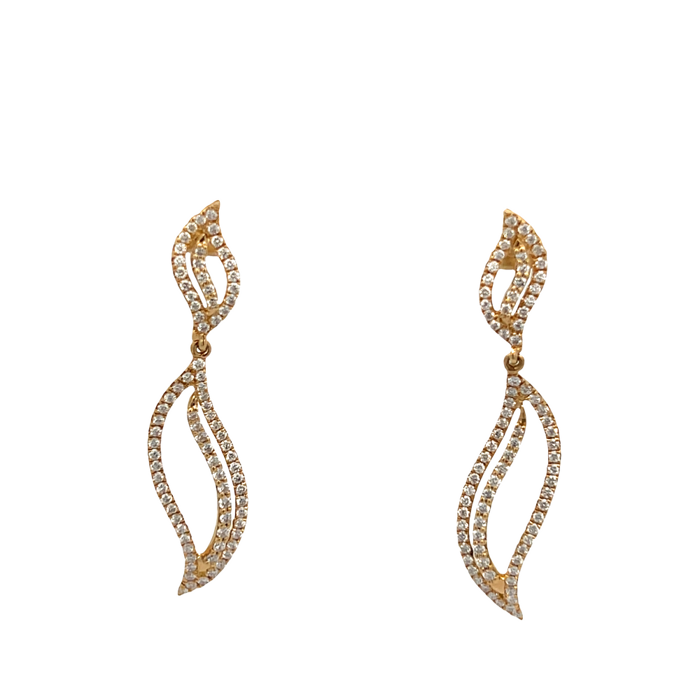 18K Yellow Gold Diamond Swivel Drop Earrings