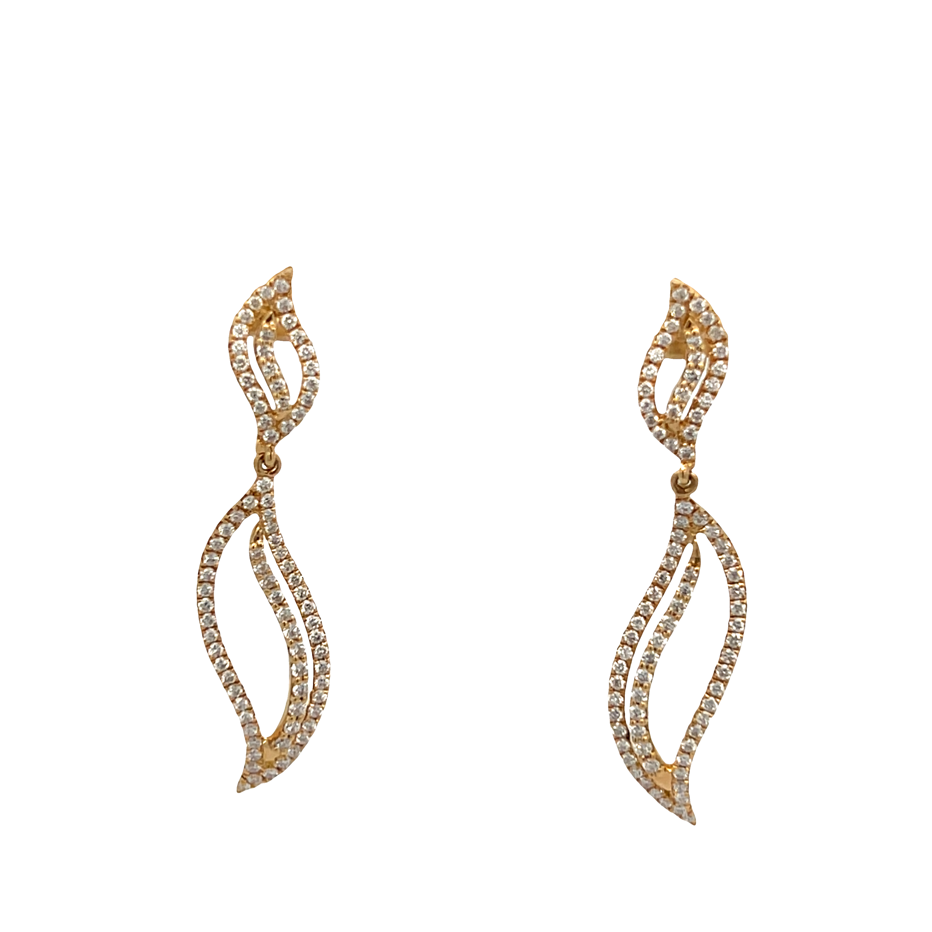 18K Yellow Gold Diamond Swivel Drop Earrings