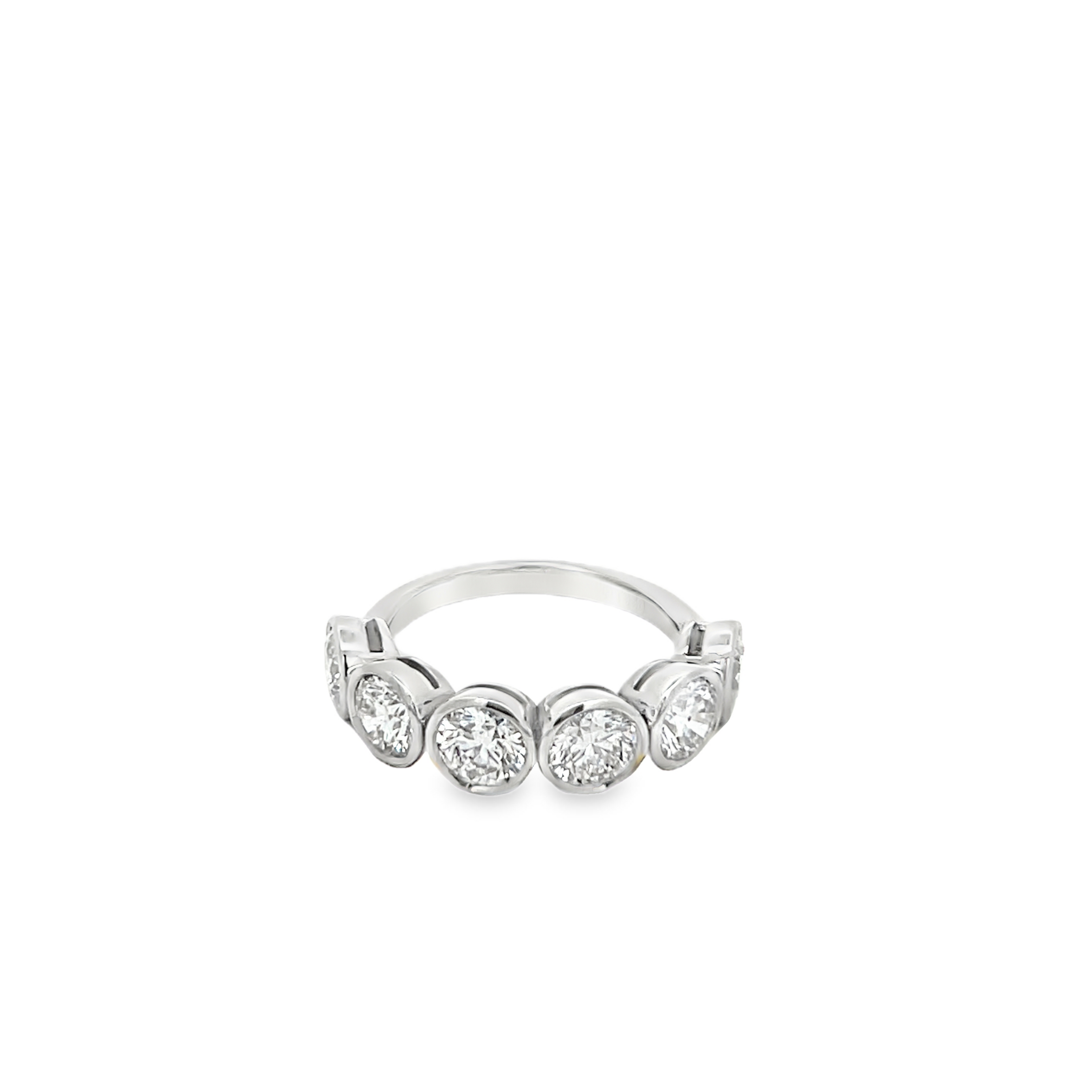 Platinum Six Stone Diamond Ring 3.15 Carat Bezel Set
