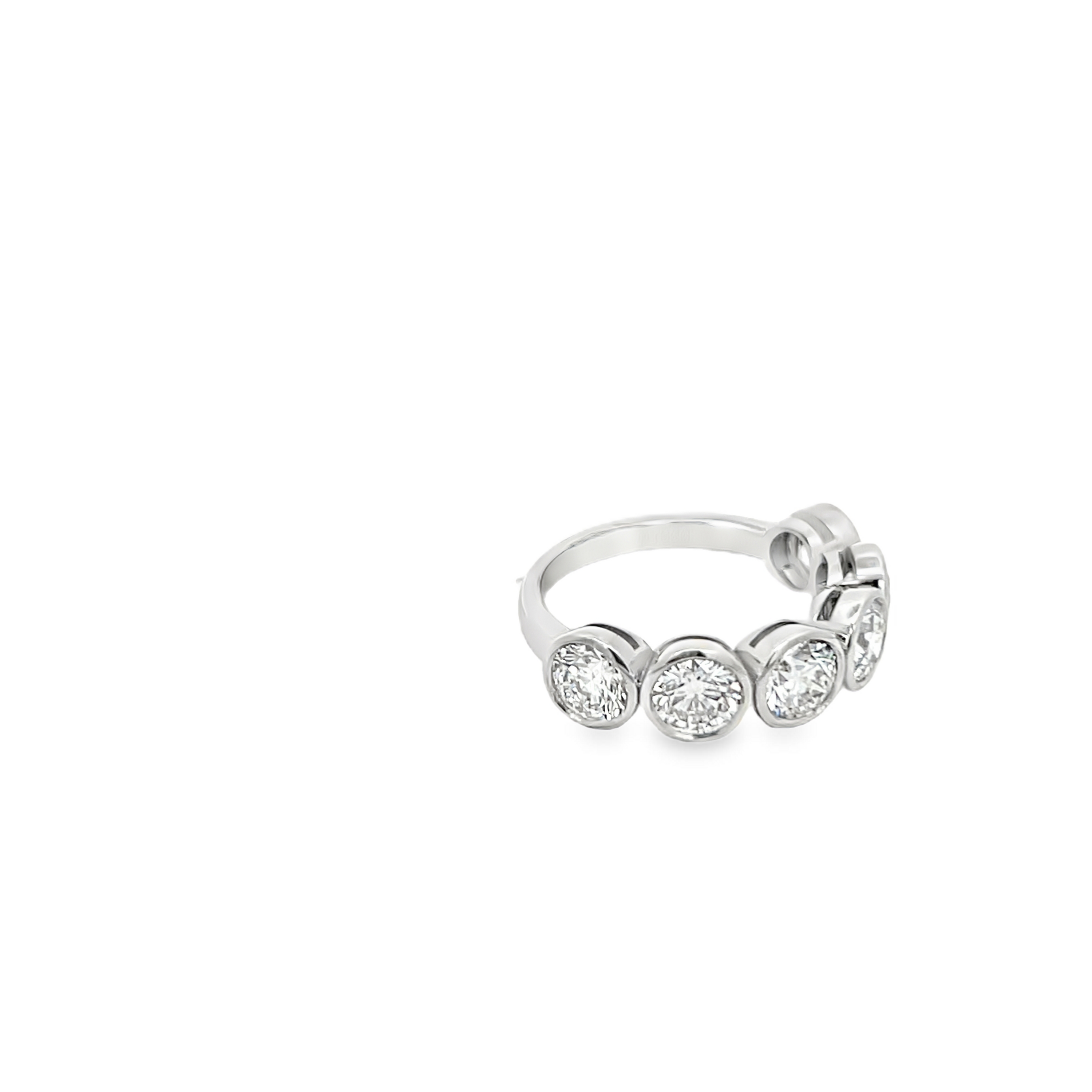 Platinum Six Stone Diamond Ring 3.15 Carat Bezel Set