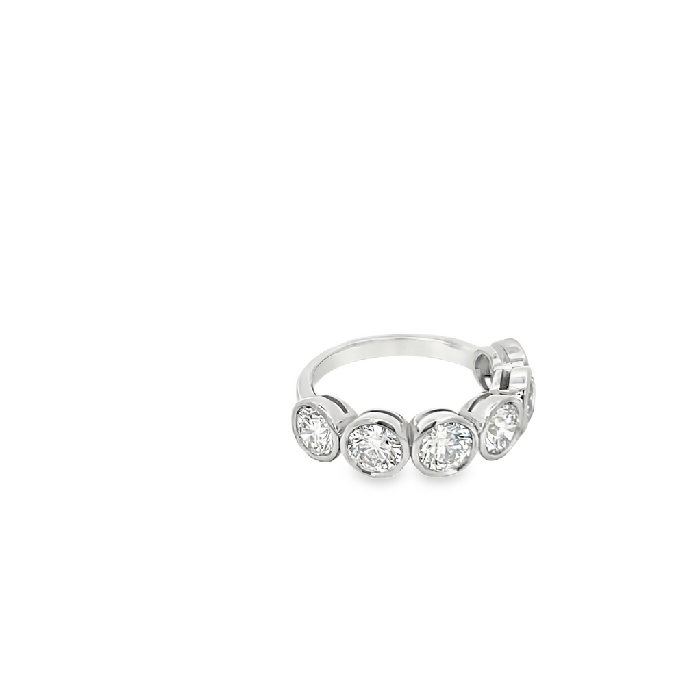 Platinum Six Stone Diamond Ring 3.15 Carat Bezel Set