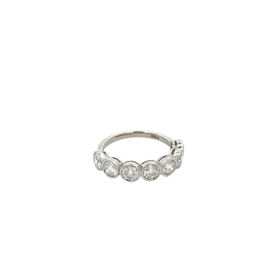 Platinum Seven Stone Diamond Half Eternity Ring 1.85 Carat Bezel Set