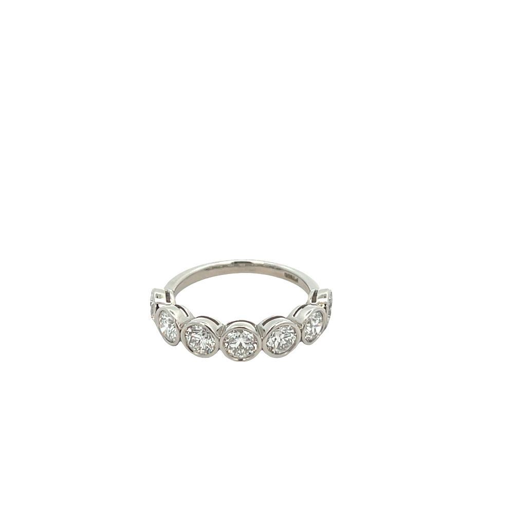 Platinum Seven Stone Diamond Half Eternity Ring 1.85 Carat Bezel Set