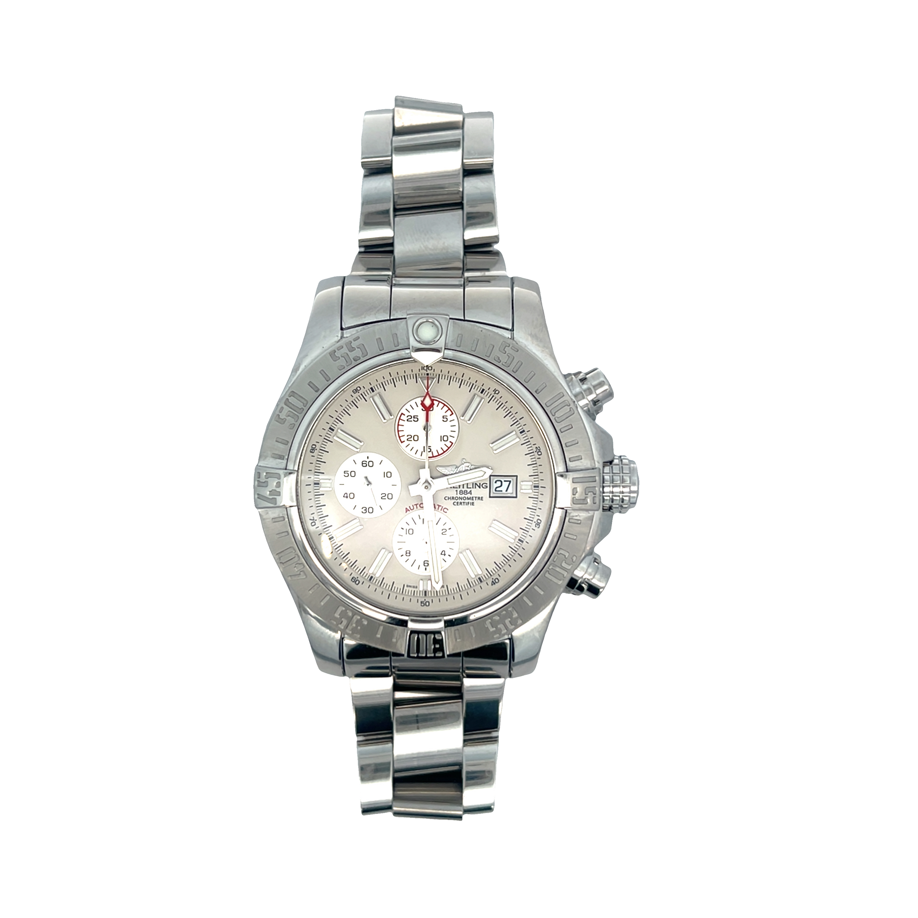 Pre-Owned Breitling Super Avenger II A13371 48mm Silver Dial Steel Chronograph