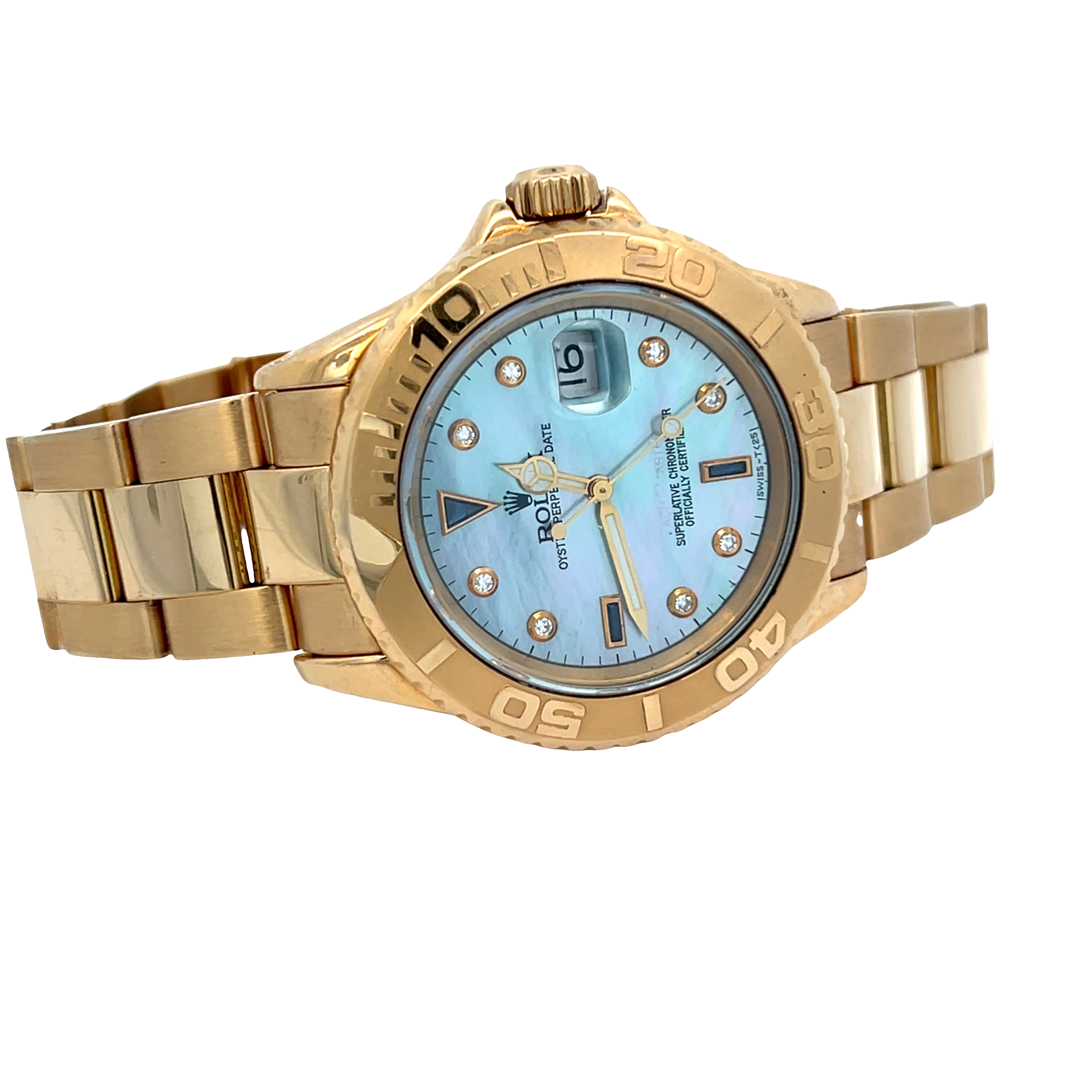 Pre-Owned Rolex Yacht-Master 18K Yellow Gold 16628 Blue Dial