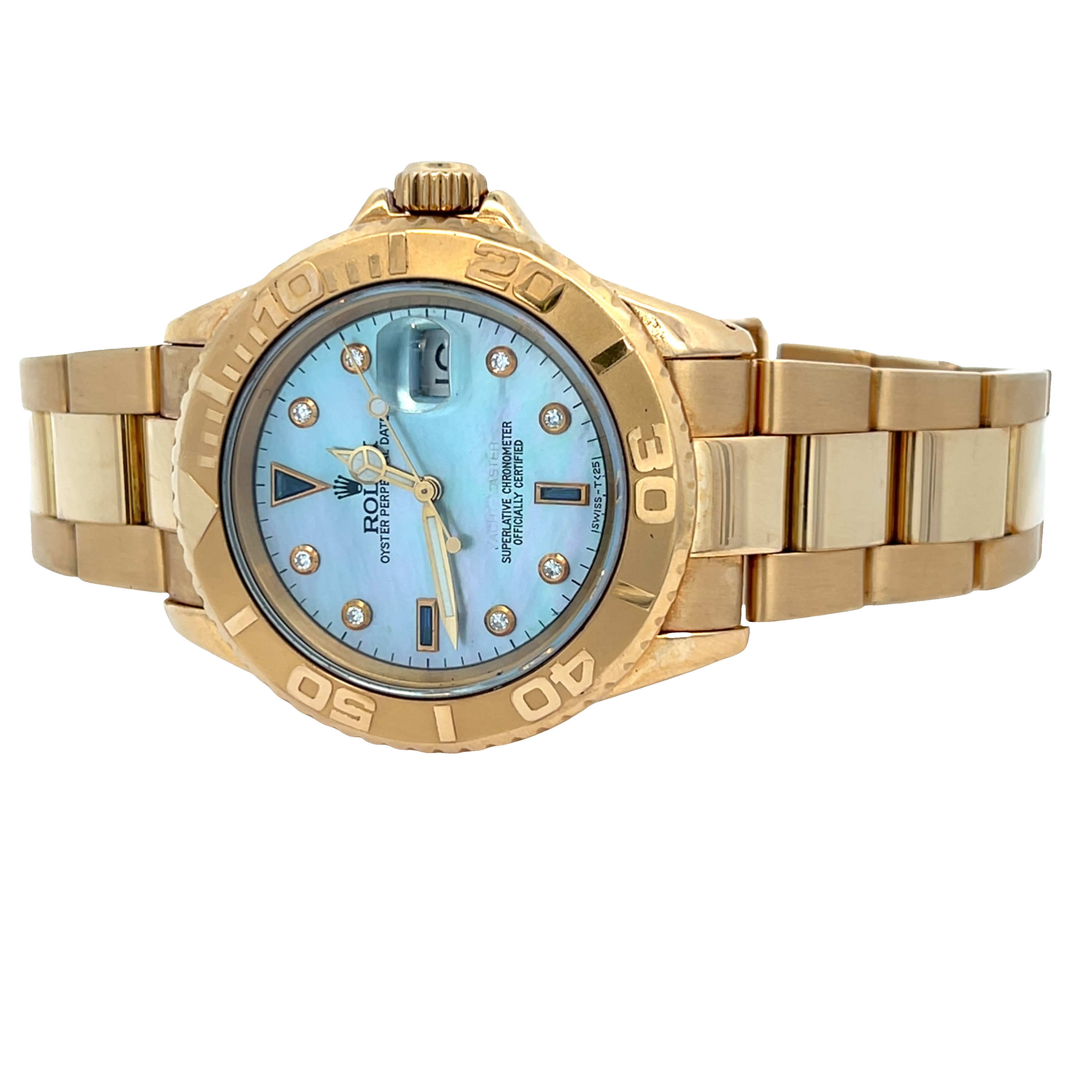 Pre-Owned Rolex Yacht-Master 18K Yellow Gold 16628 Blue Dial