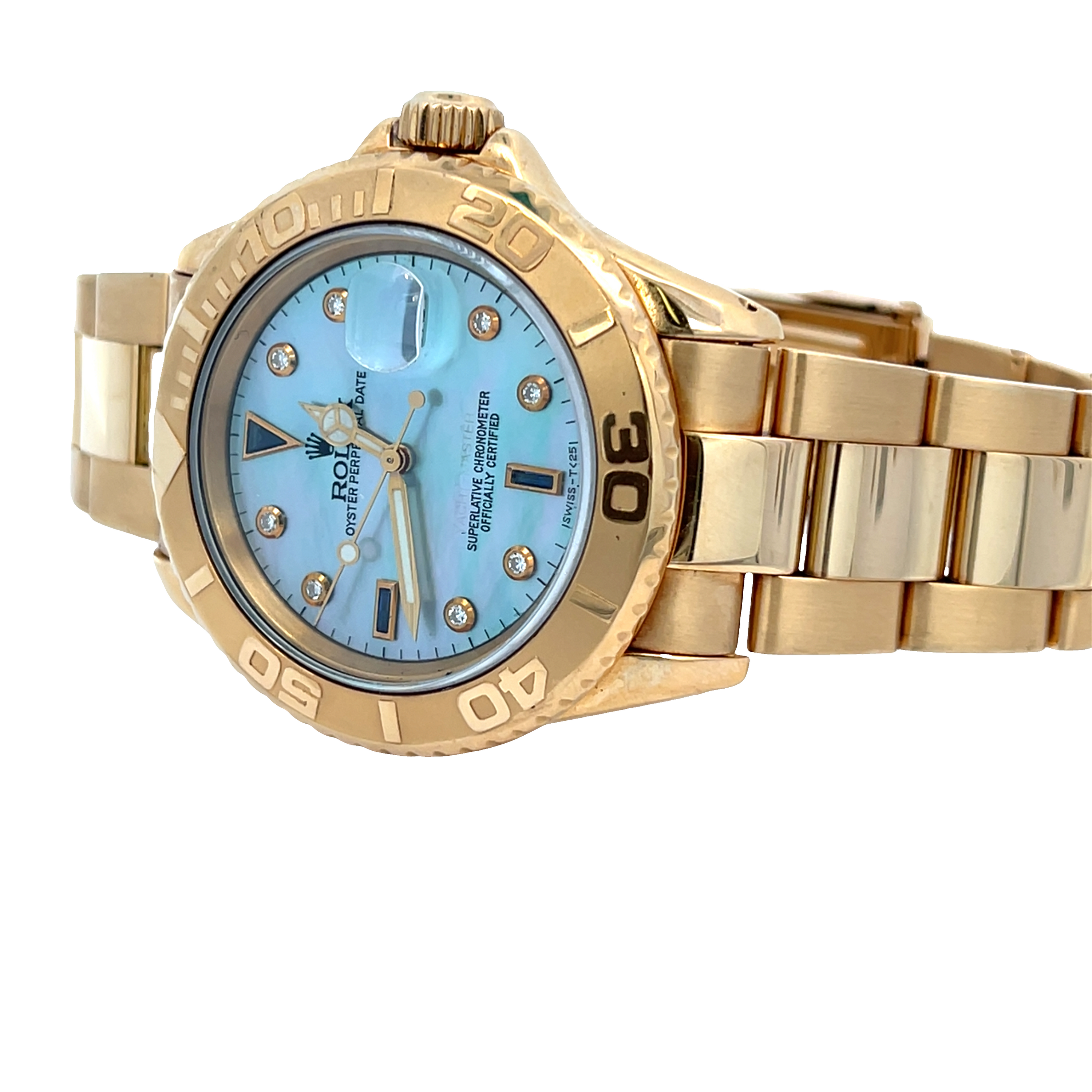 Pre-Owned Rolex Yacht-Master 18K Yellow Gold 16628 Blue Dial