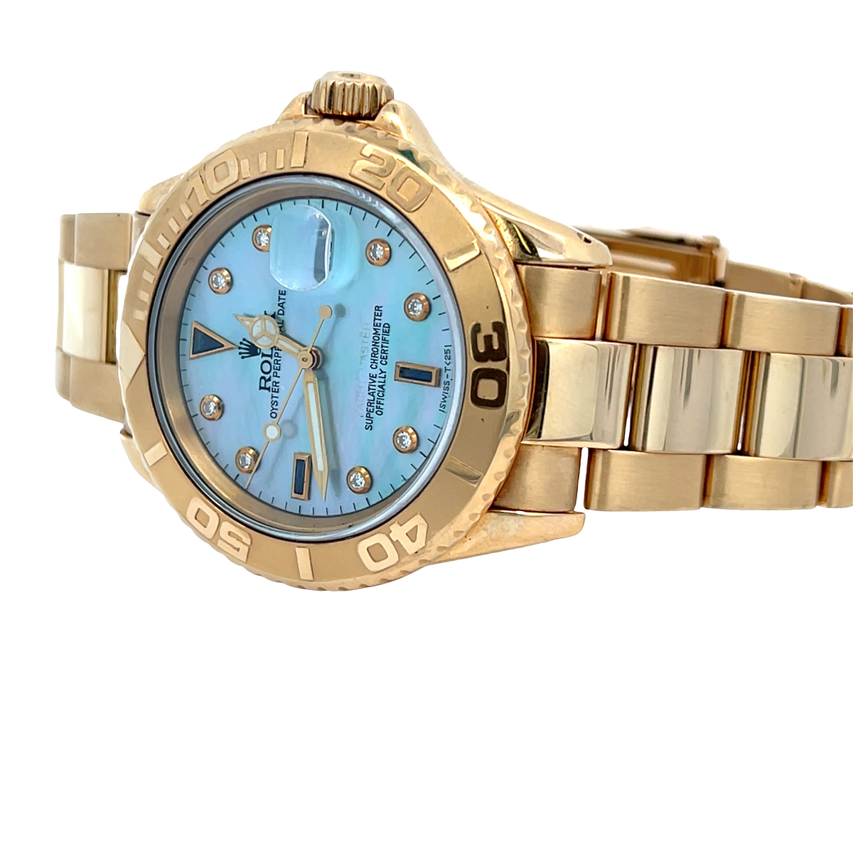 Pre-Owned Rolex Yacht-Master 18K Yellow Gold 16628 Blue Dial