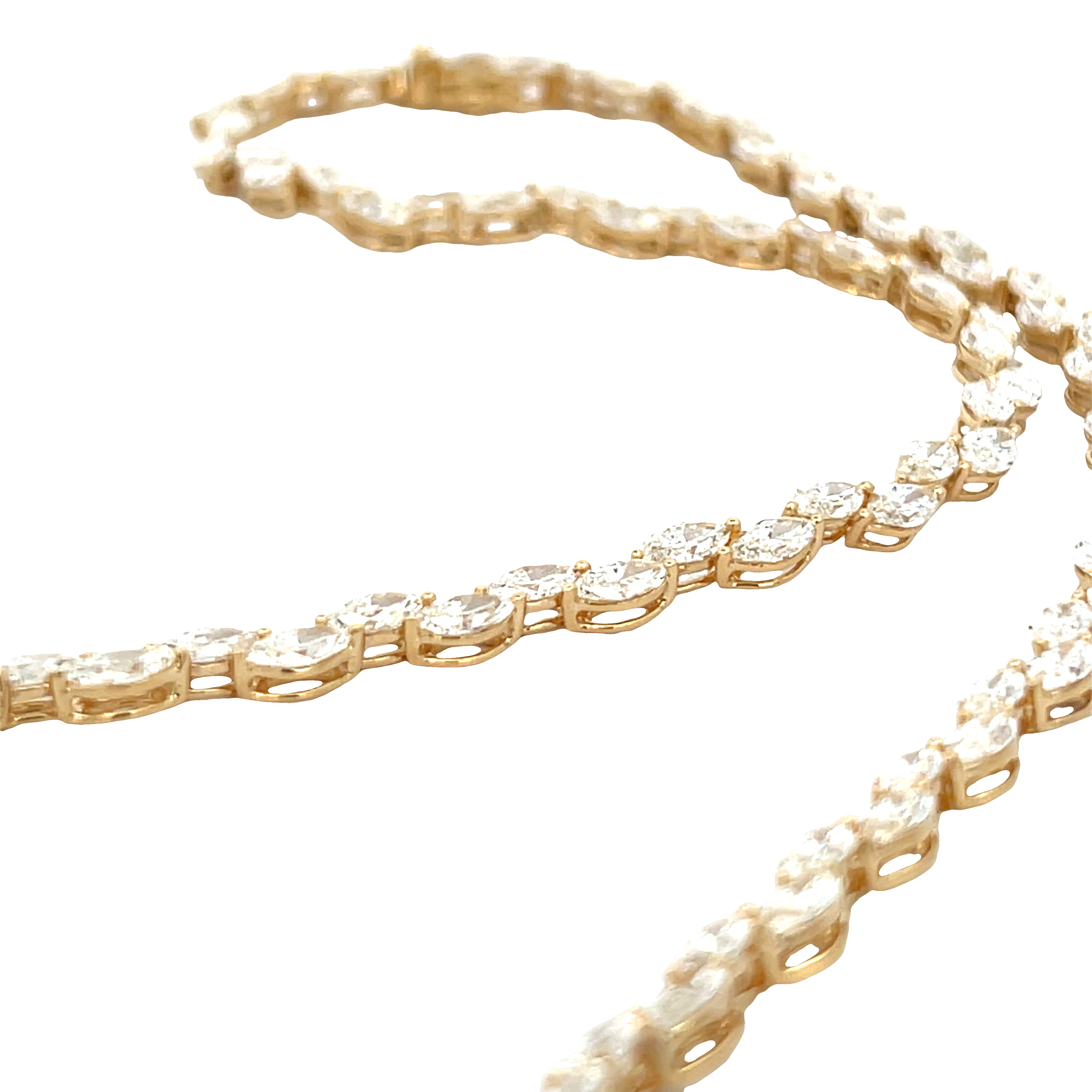 18K Gold Marquise Diamond Tennis Necklace 19.60 Carat