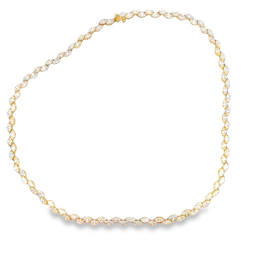 18K Gold Marquise Diamond Tennis Necklace 19.60 Carat