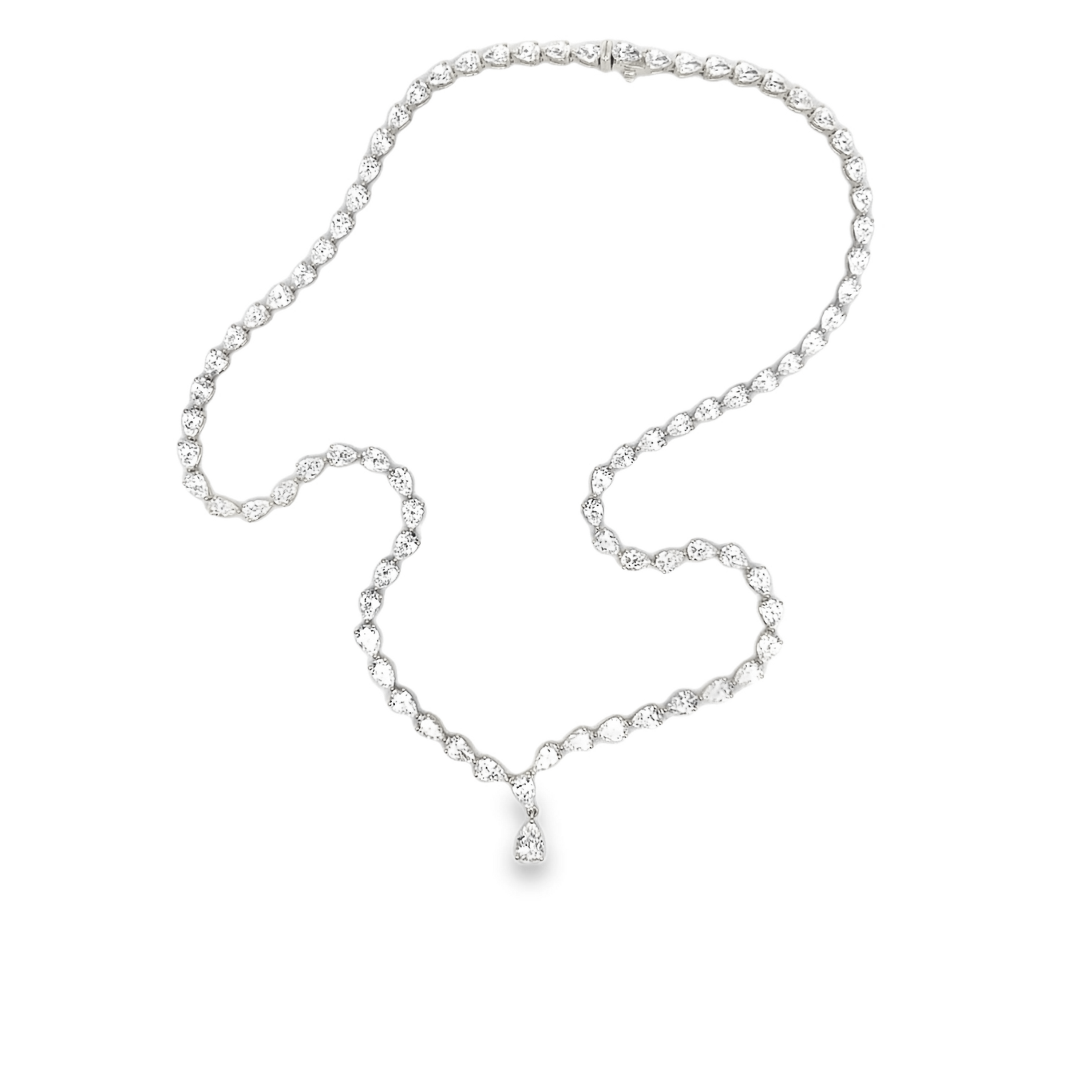 18K Yellow Gold Pear Shape Diamond Necklace 18.35 Carat