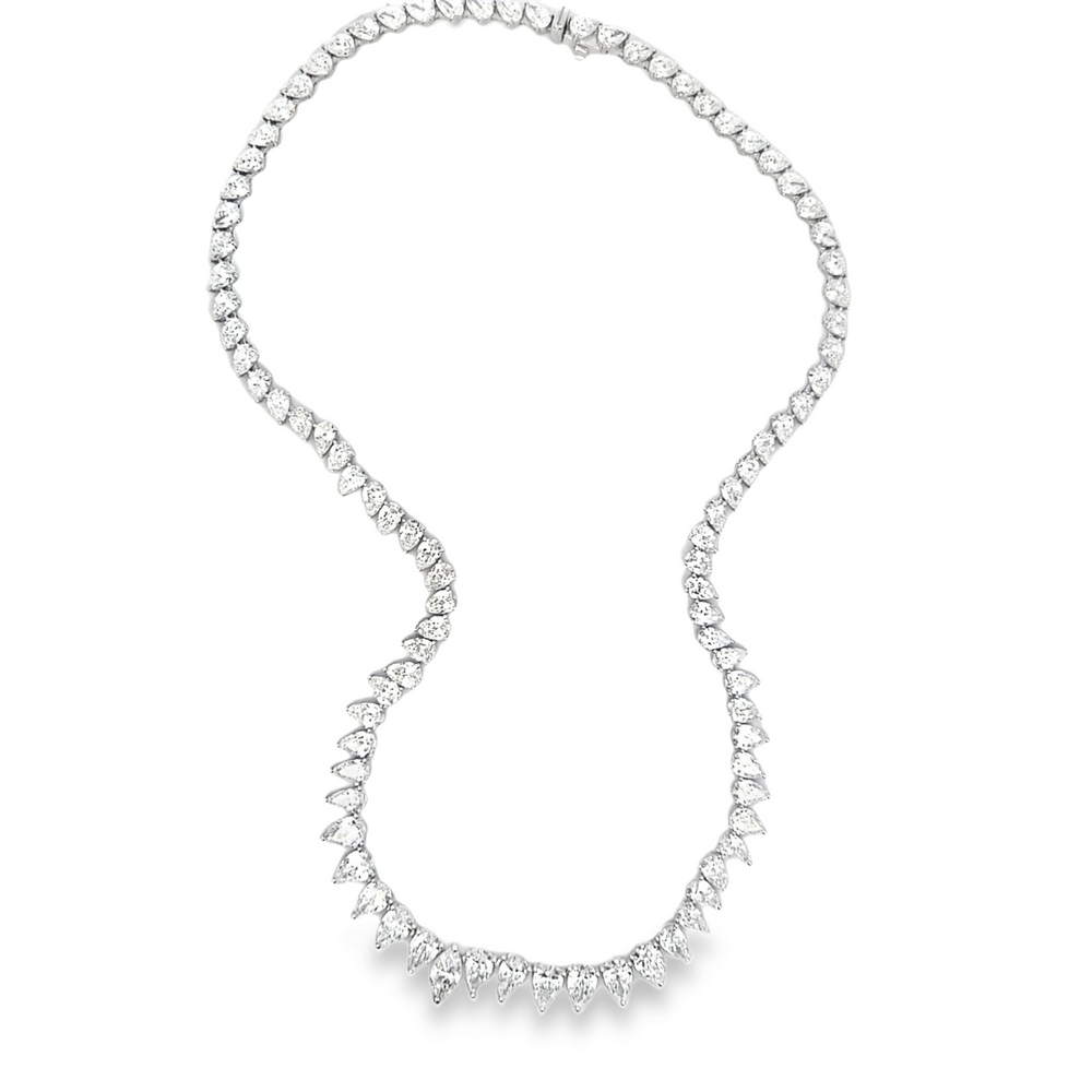 18K White Gold Pear & Marquise Diamond Necklace 23.90 Carat
