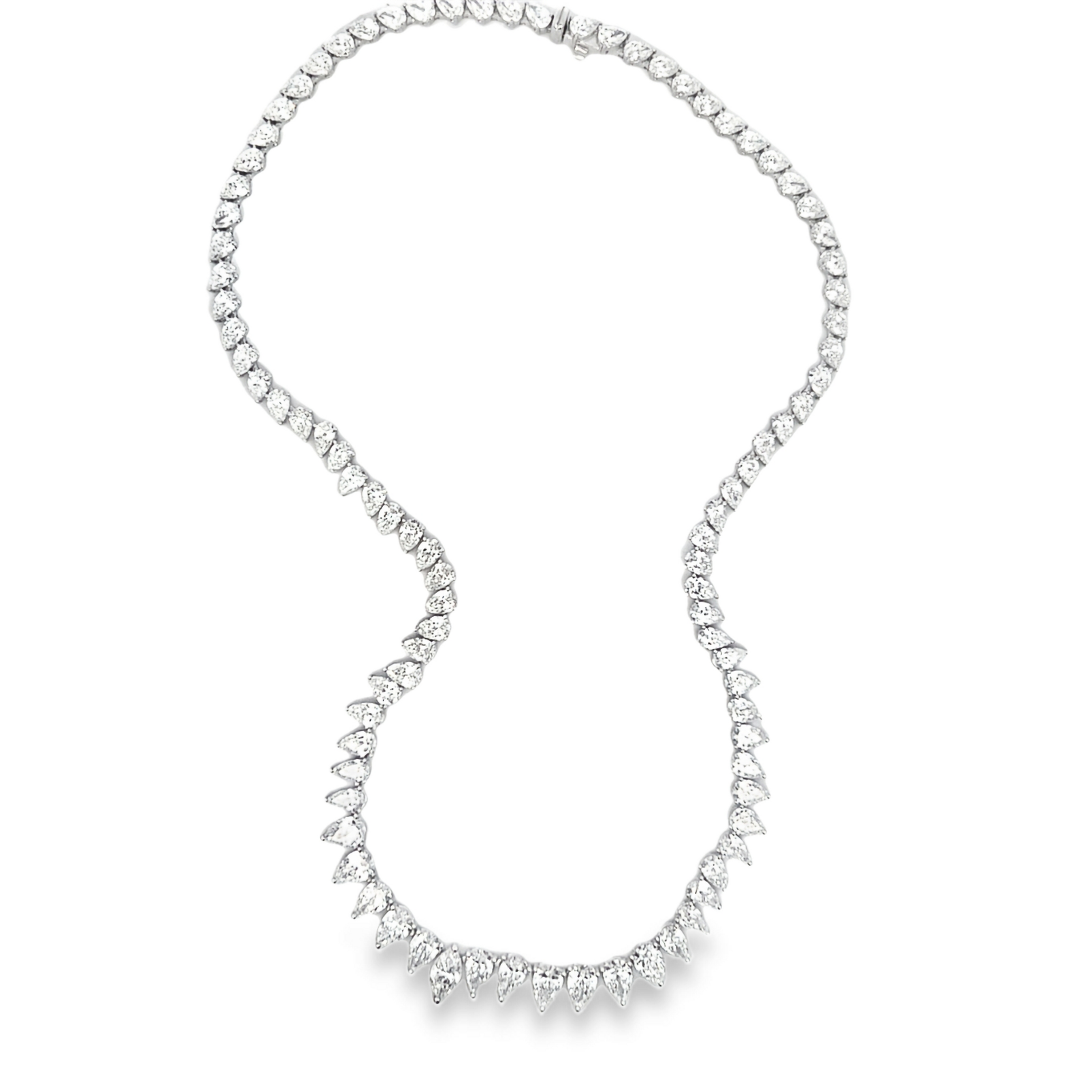 18K White Gold Pear & Marquise Diamond Necklace 23.90 Carat