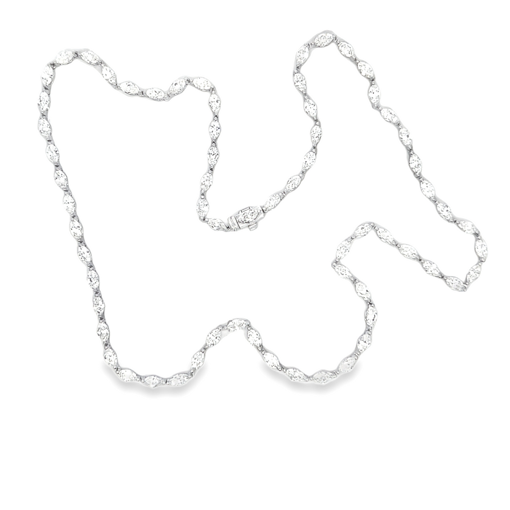 18K White Gold Marquise Diamond Necklace 9.50 Carat