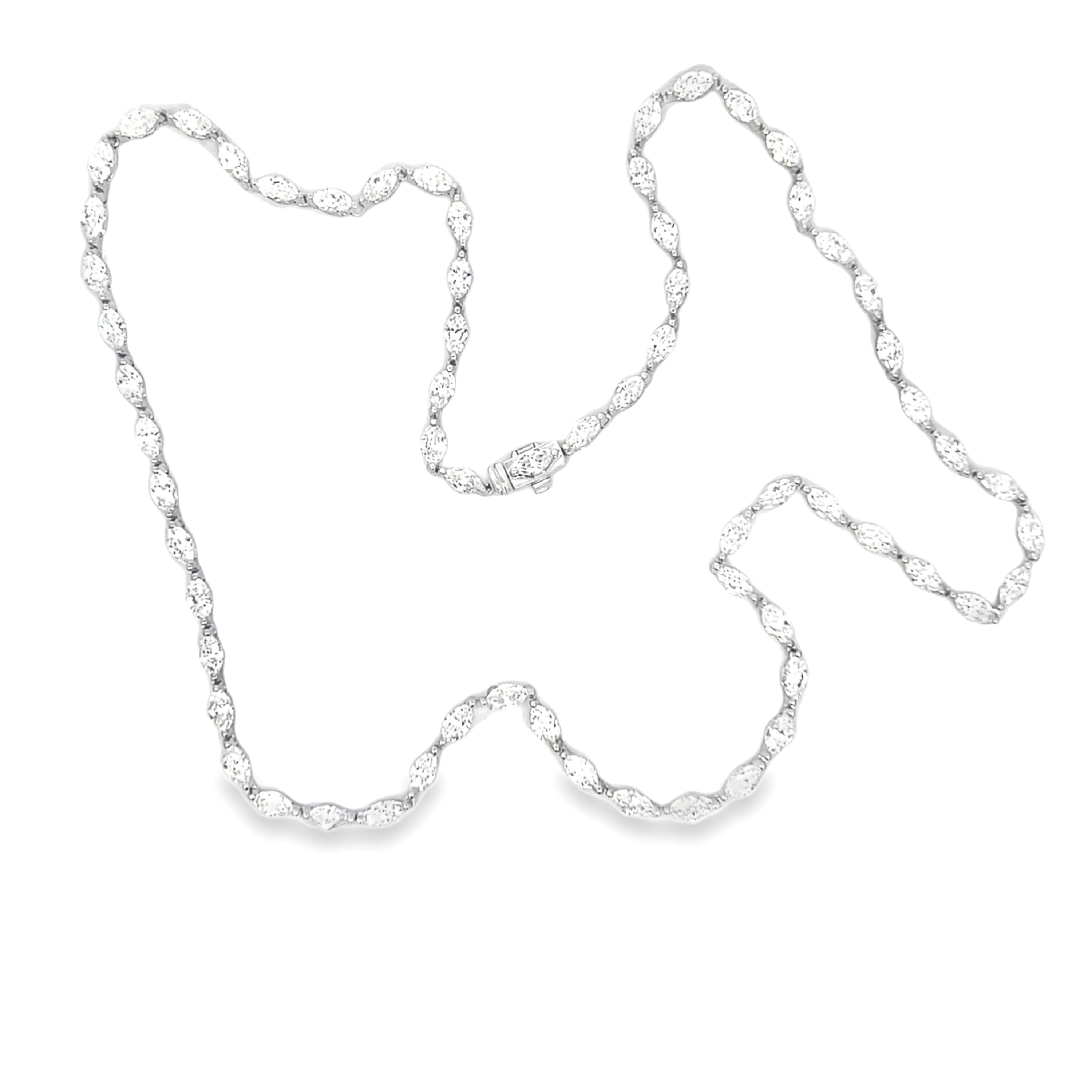 18K White Gold Marquise Diamond Necklace 9.50 Carat