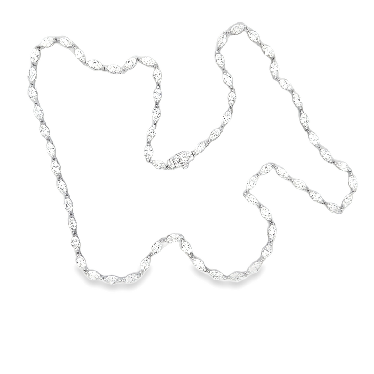 18K White Gold Marquise Diamond Necklace 9.50 Carat