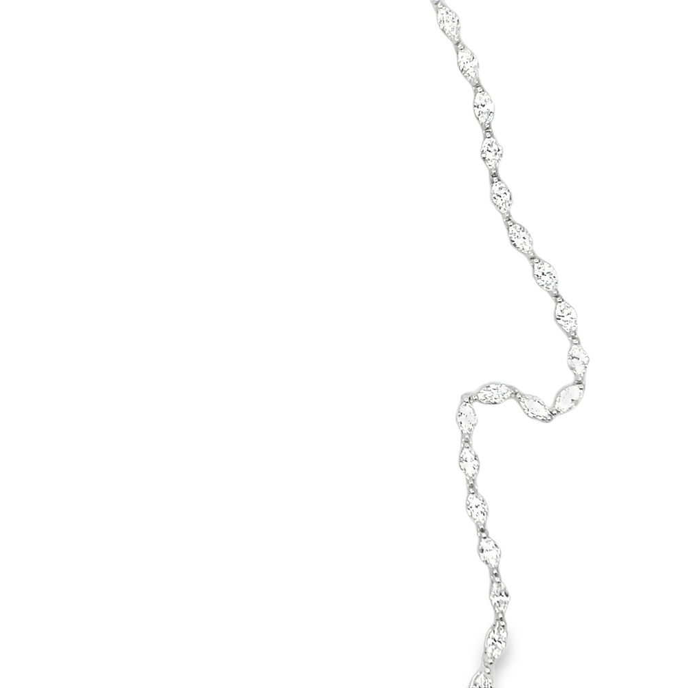 18K White Gold Marquise Diamond Necklace 9.50 Carat