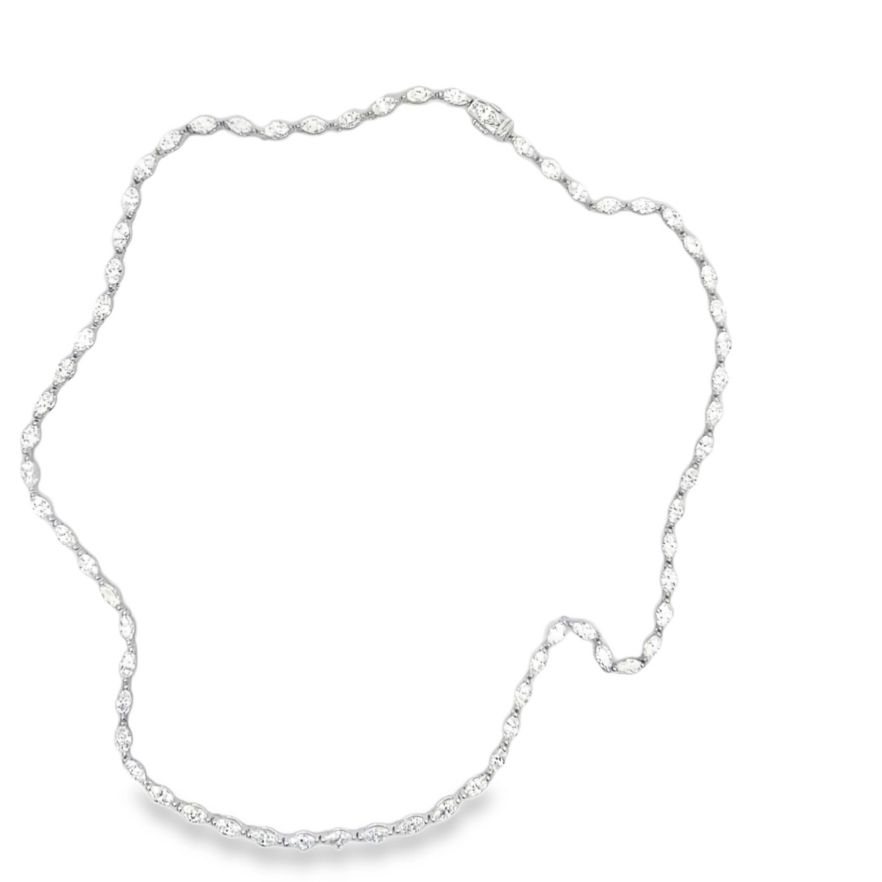 18K White Gold Marquise Diamond Necklace 9.50 Carat