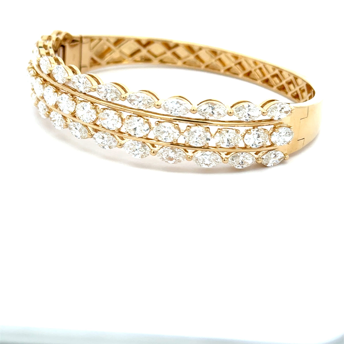 18K Yellow Gold Diamond Bangle with Marquise & Oval Diamonds 10.75 Carat