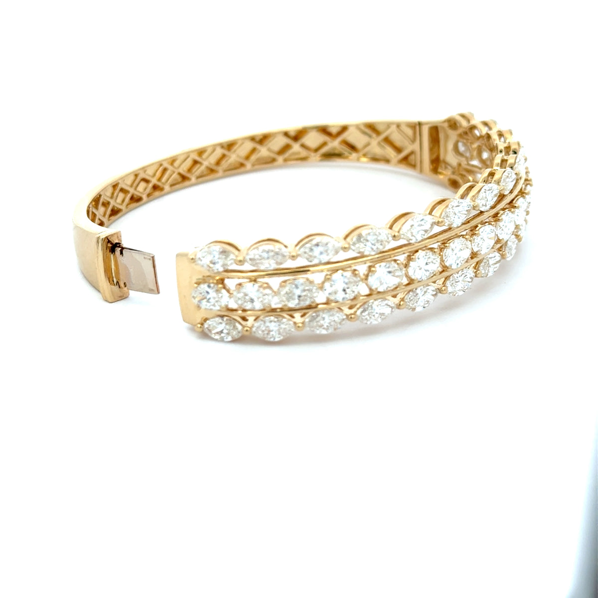 18K Yellow Gold Diamond Bangle with Marquise & Oval Diamonds 10.75 Carat
