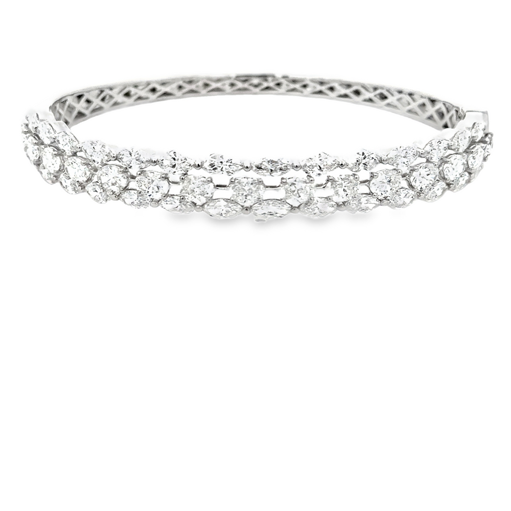 18K White Gold Diamond Bangle with Marquise & Oval Diamonds 8.45 Carat