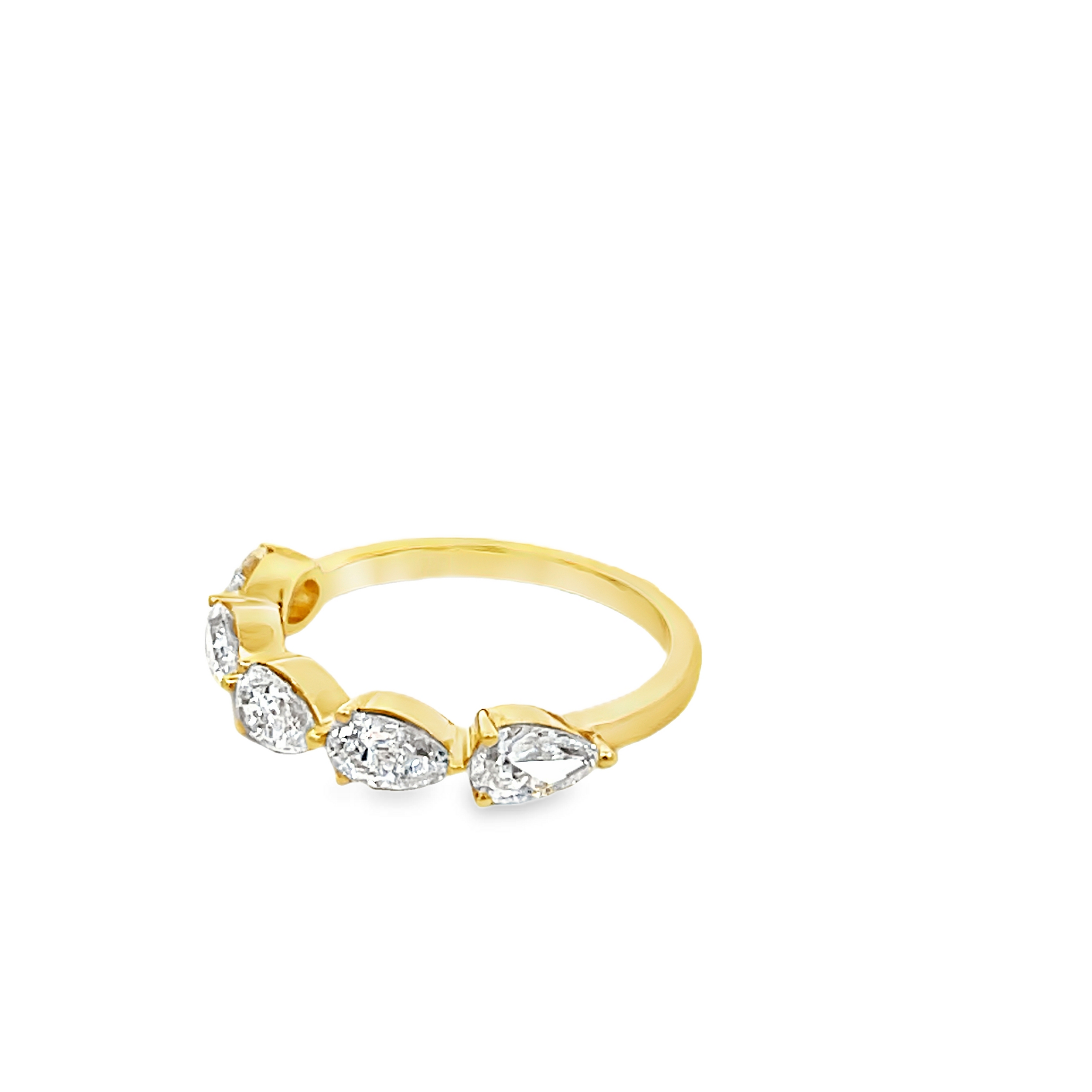 18K Yellow Gold Pear Diamond Band 1.30 Carat