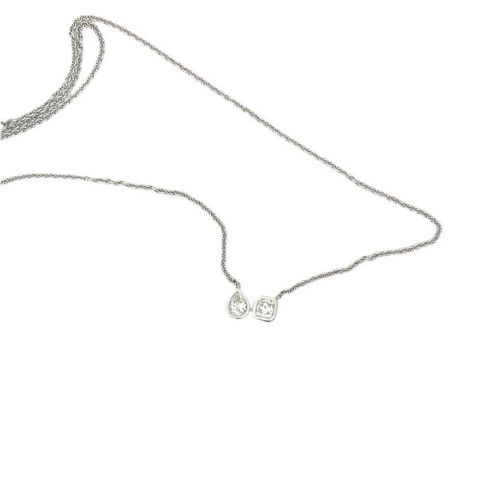 18K White Gold Fancy Diamond Necklace Pear & Radiant VS
