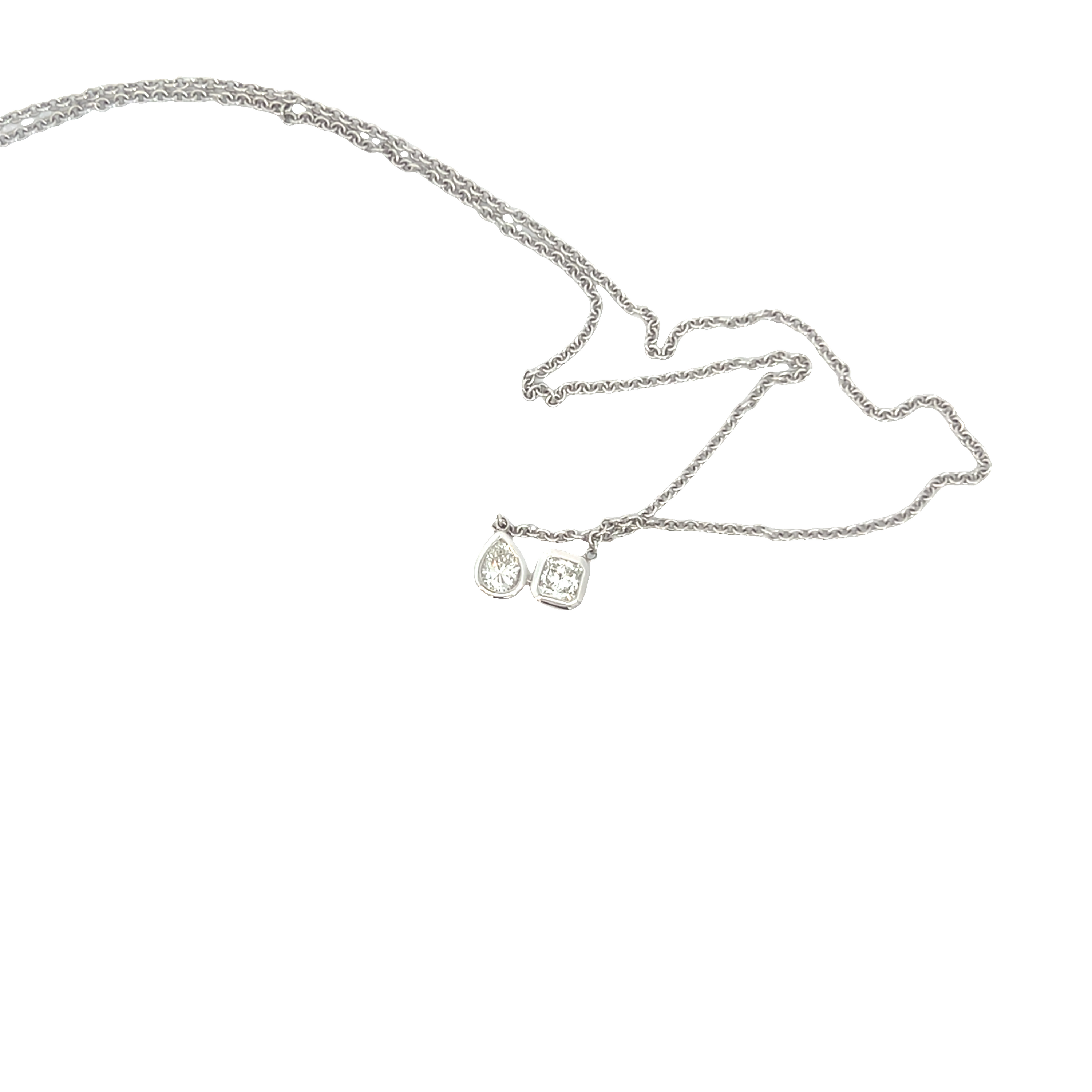 18K White Gold Fancy Diamond Necklace Pear & Radiant VS