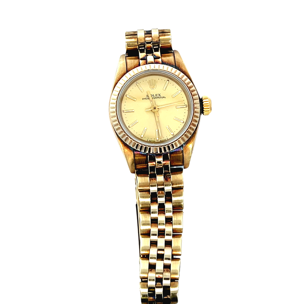 Pre-Owned Rolex Oyster Perpetual Champagne Dial circa 1988 with Box & Papers