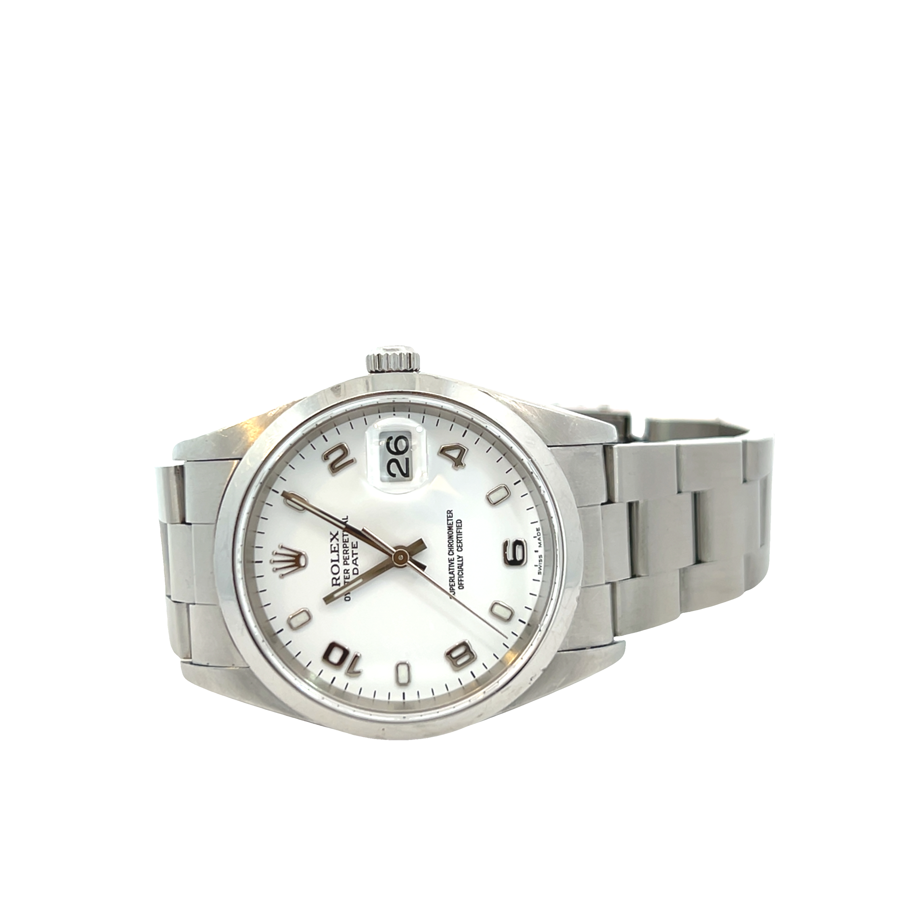 Pre-Owned Rolex Oyster Perpetual Date 15200 34mm Silver Dial