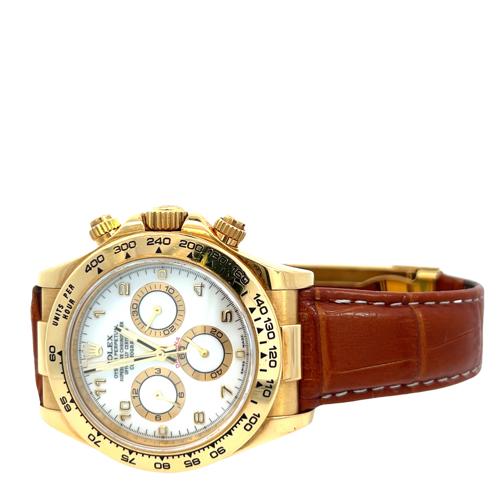 Pre-Owned Rolex Cosmograph Daytona 18K Yellow Gold 40mm Chronograph Watch Ref. 116518 | Automatic | Leather Strap