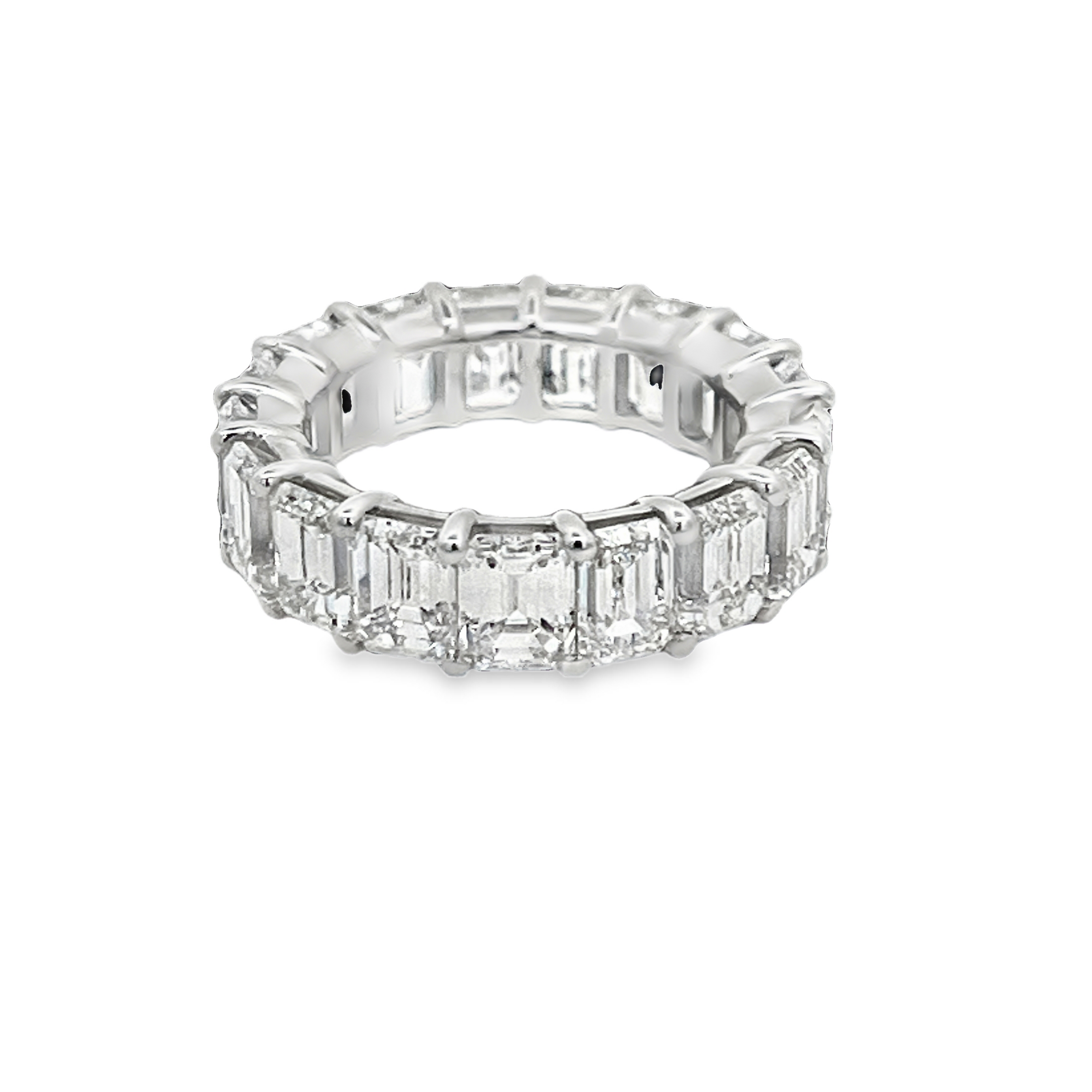 Platinum Emerald Cut Diamond Eternity Band Ring 12.12 Carat D/VS1 (Size 6.5)